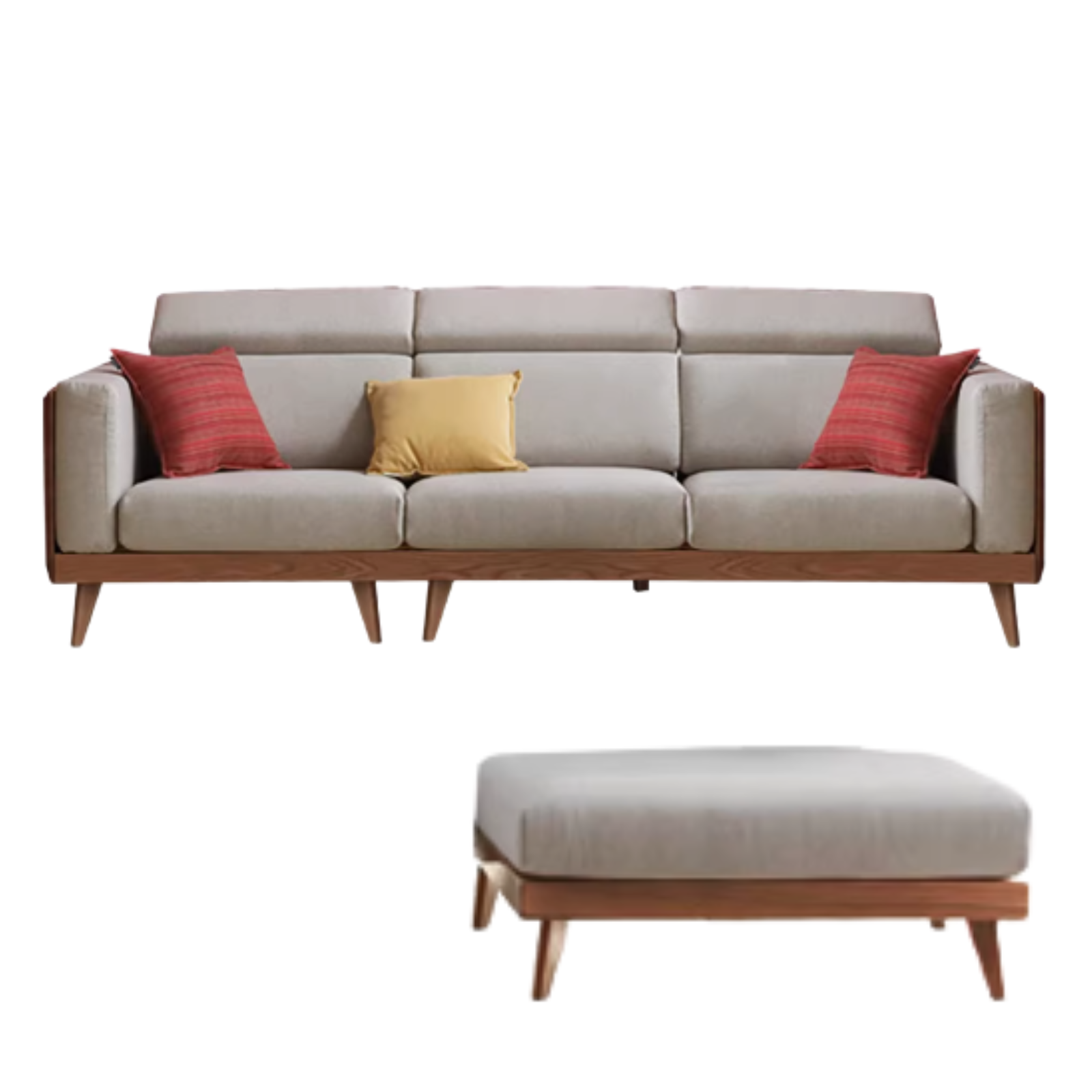 Black Walnut, Ash Solid Wood Adjustable Headrest Sofa.