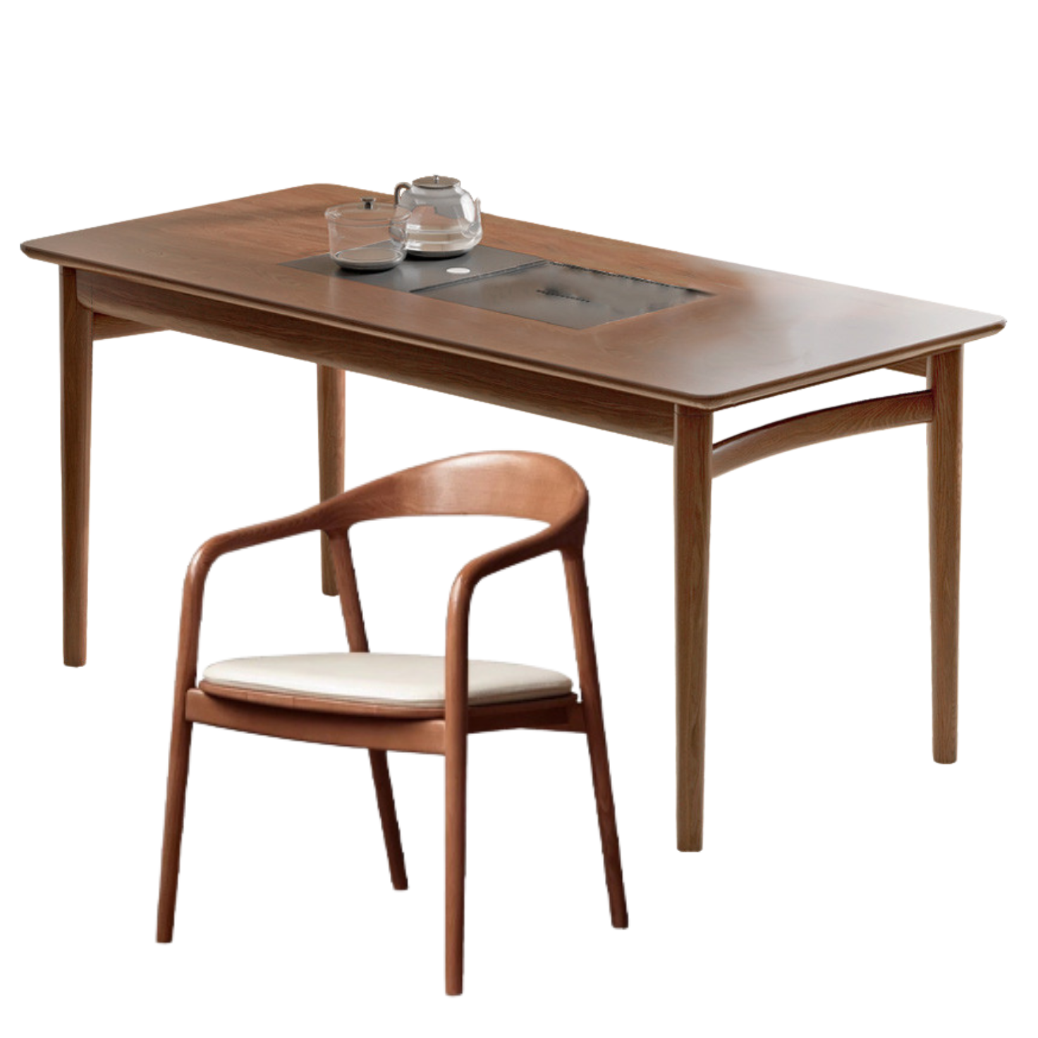 Ash Solid Wood Tea Table Tea Tray Integrated