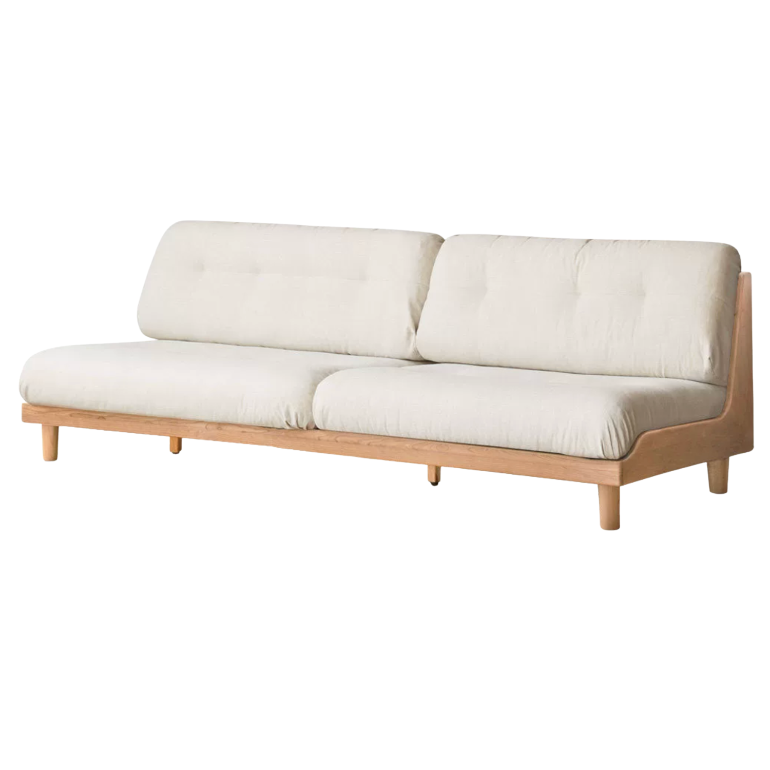 Oak, Ash Solid Wood Fabric Sofa with Deep Seat, Soft Cushion Design