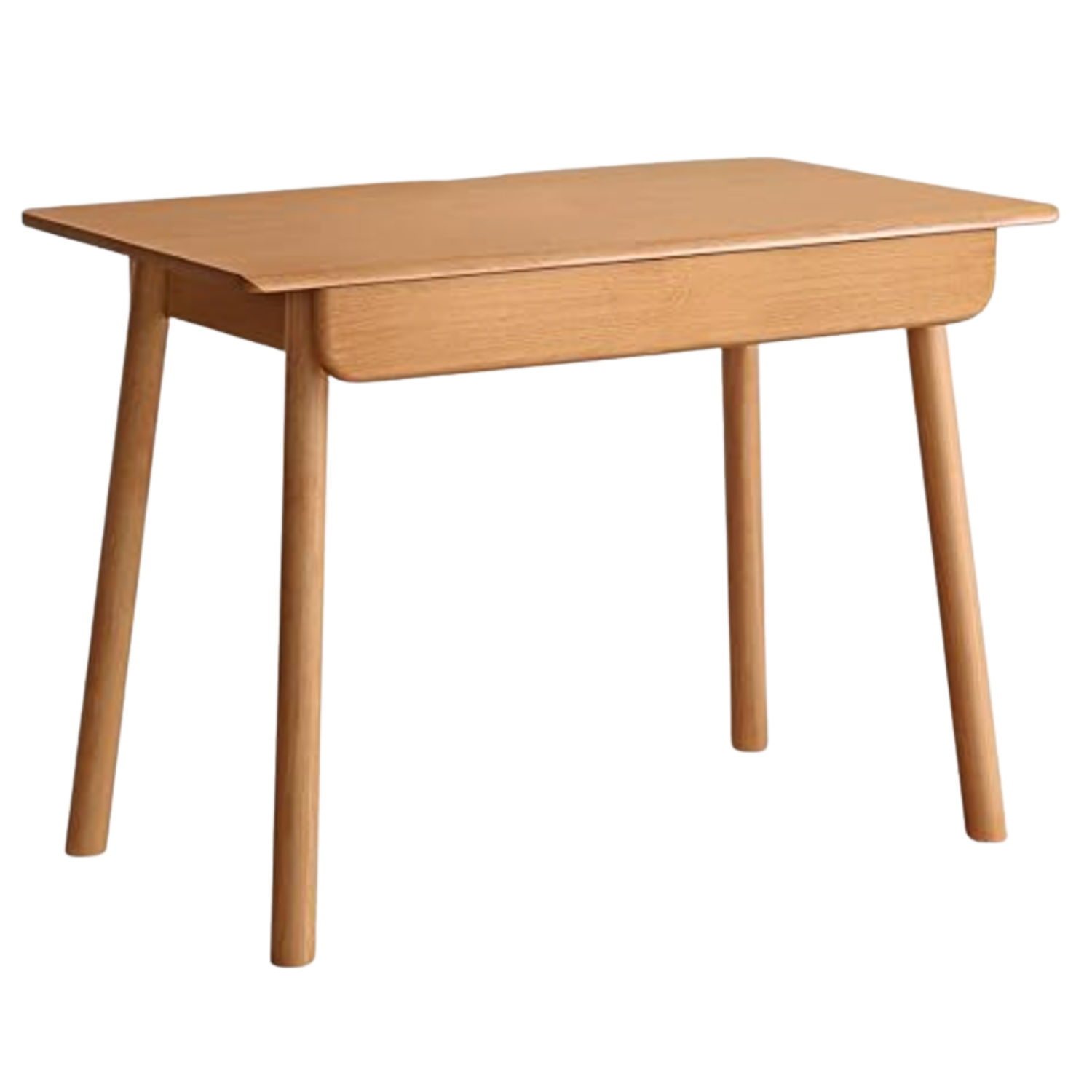 Beech, Rubberwood Solid Wood Office Desk with 2 Drawers
