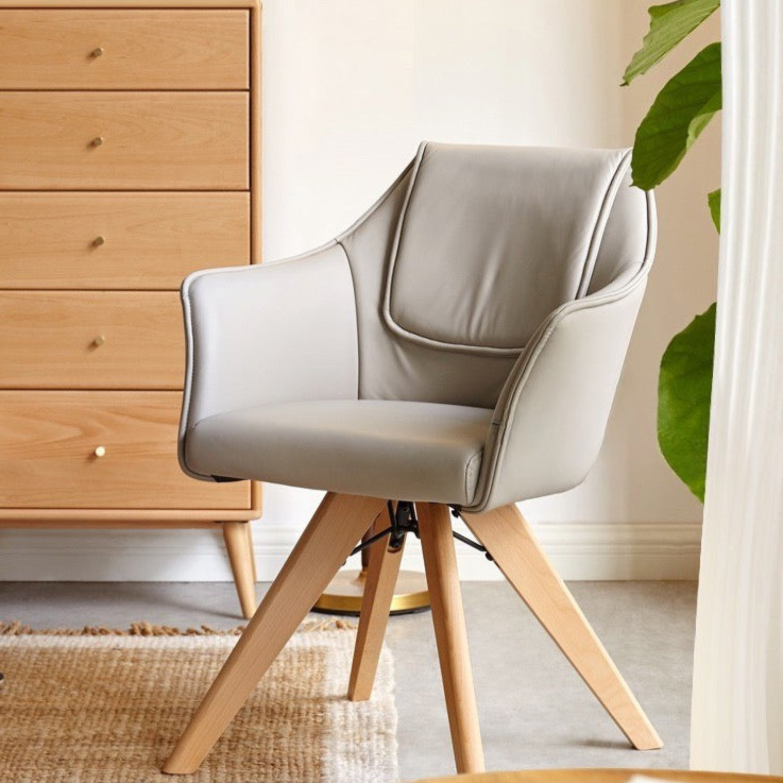 Beech Solid Wood Soft Chair Rotate 360