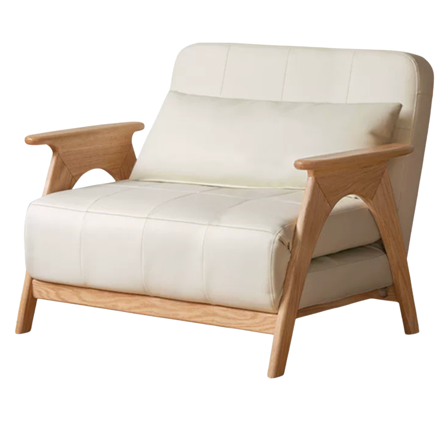 Oak, Beech Solid Wood Compact Chair-to-Bed Lounge Sofa
