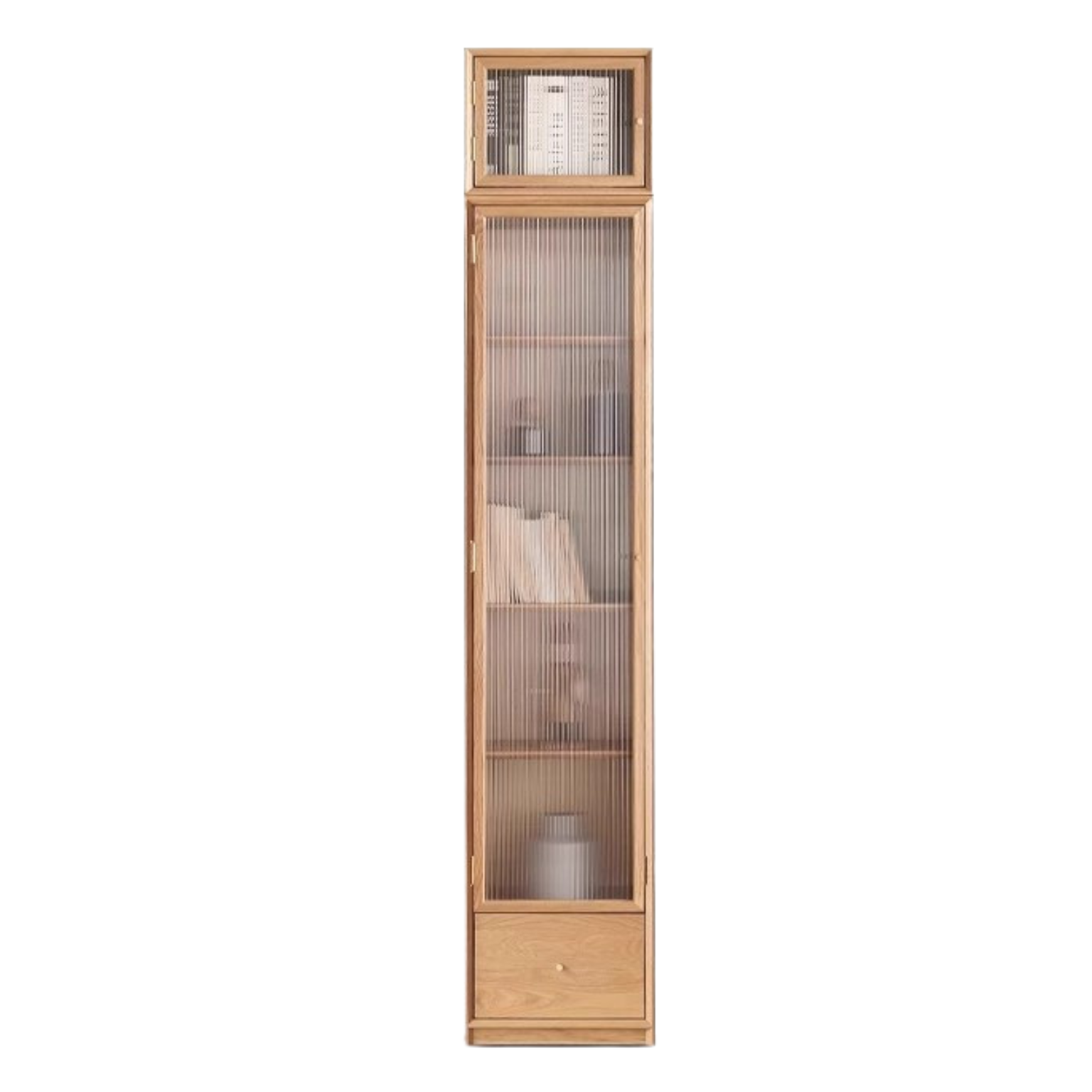 Oak Solid Wood Nordic Style Bookshelf with Floor Storage Cabinet