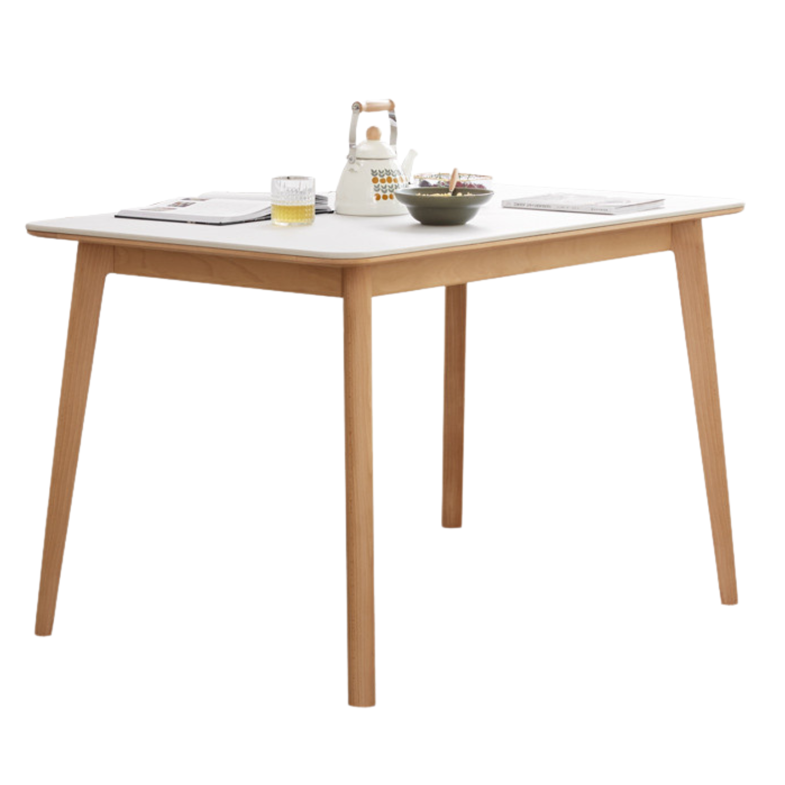 Beech Solid Wood Dining Table With Rock Slab Surface