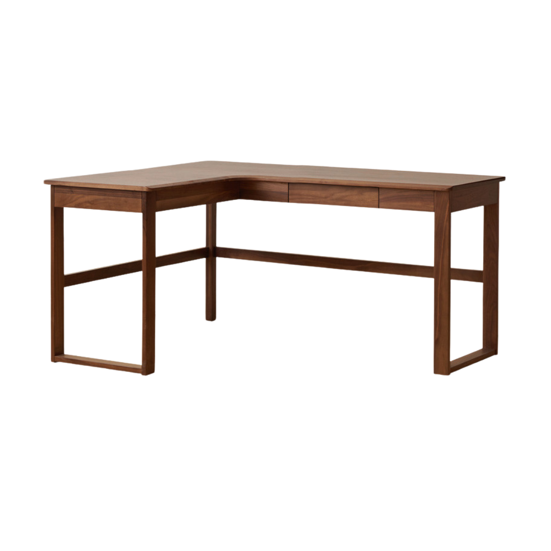 Oak Solid Wood Corner Desk Bookshelf