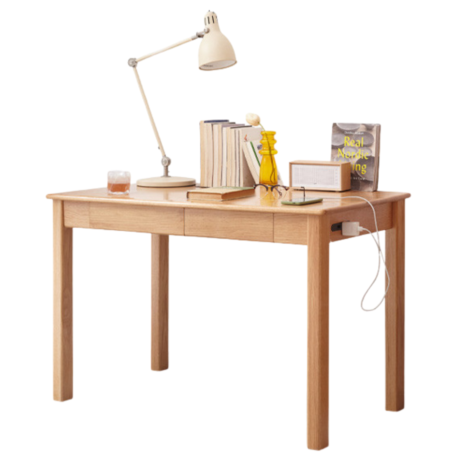 Oak, Ash Solid Wood USB Office Desk