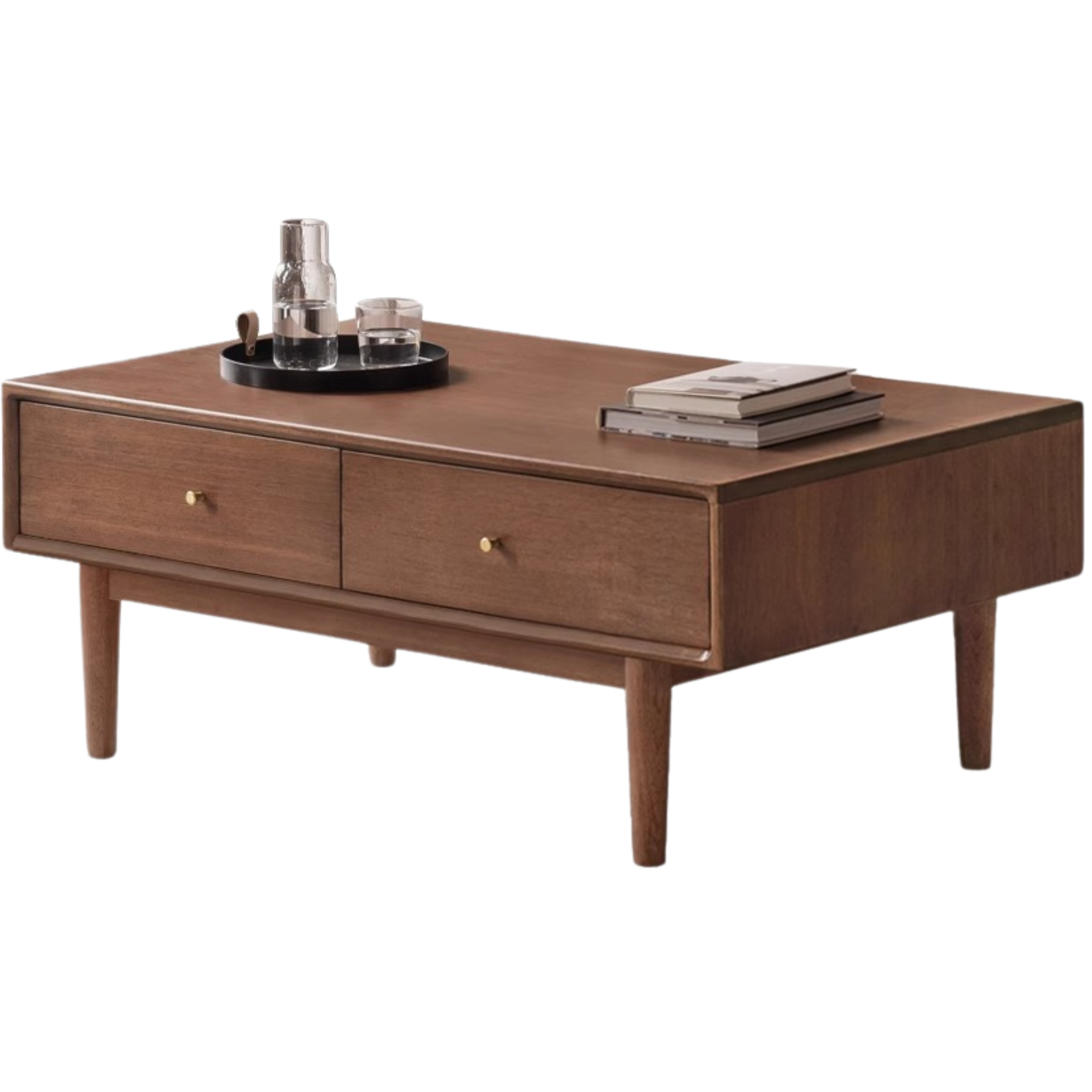 Black Walnut, Sandalwood Solid Wood Rock Plate Modern Coffee Table