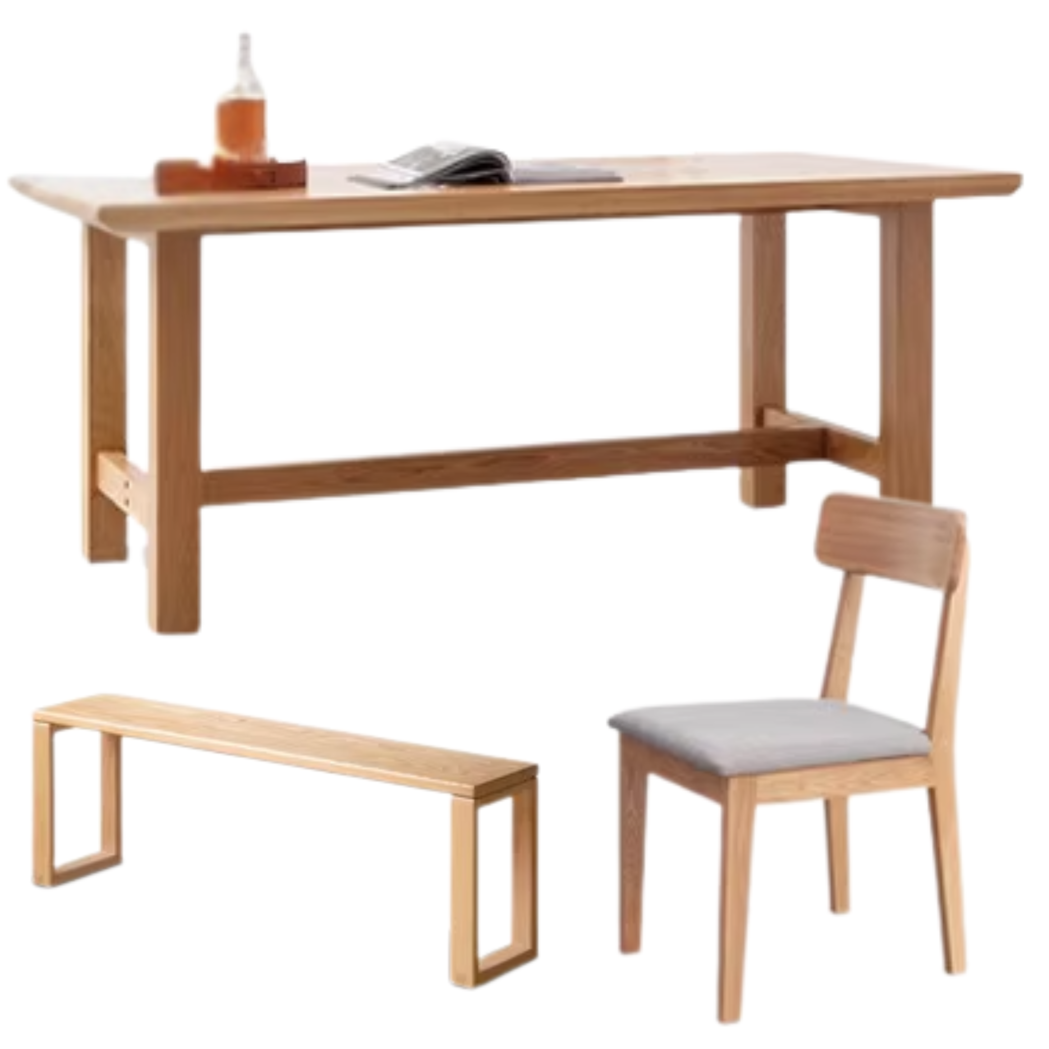 Oak, Ash, Poplar, Cherry Solid Wood Rustic Style Dining Table