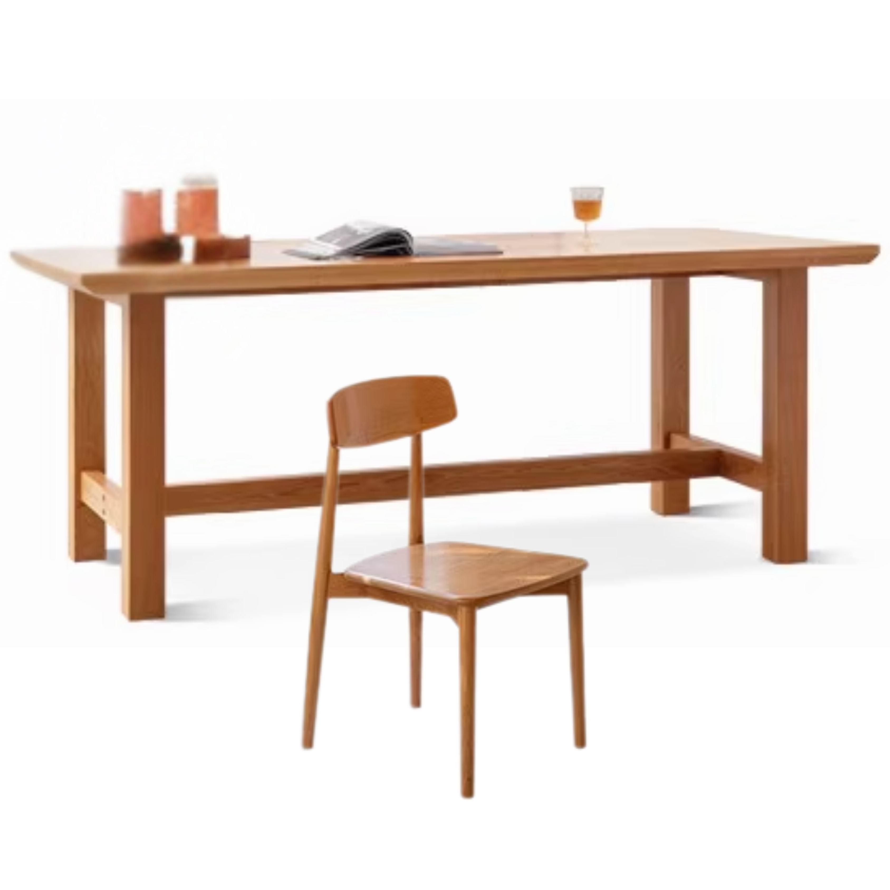 Oak, Ash, Poplar, Cherry Solid Wood Rustic Style Dining Table