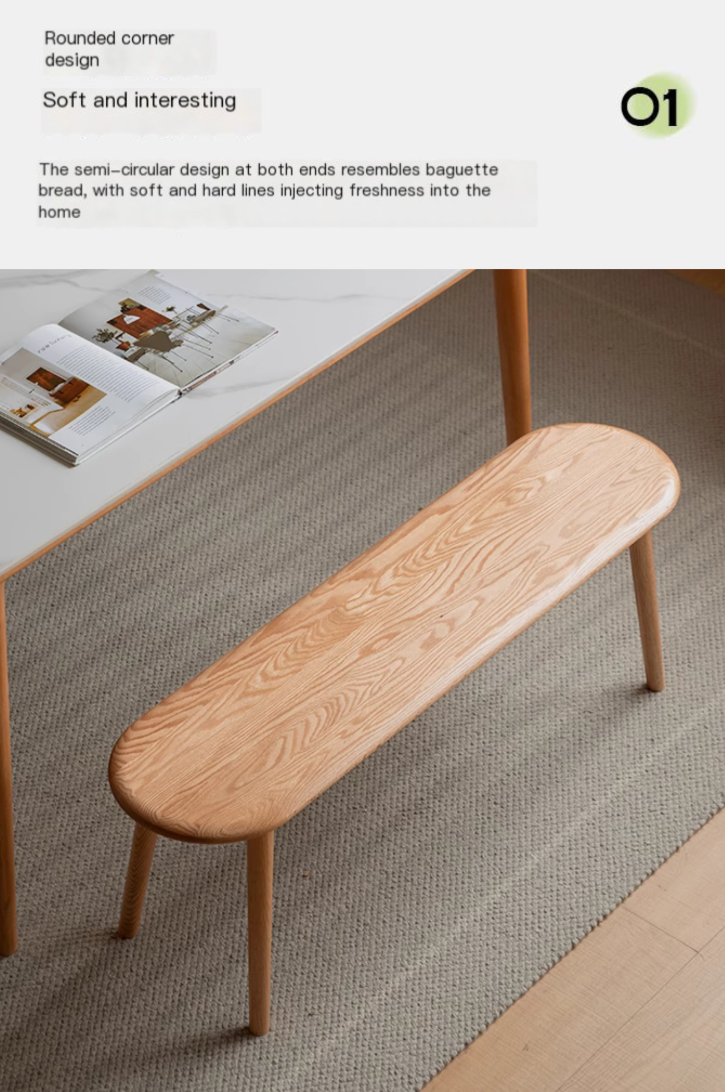 Oak, Black Walnut, Ash, Cherry Solid Wood Simple Bench: