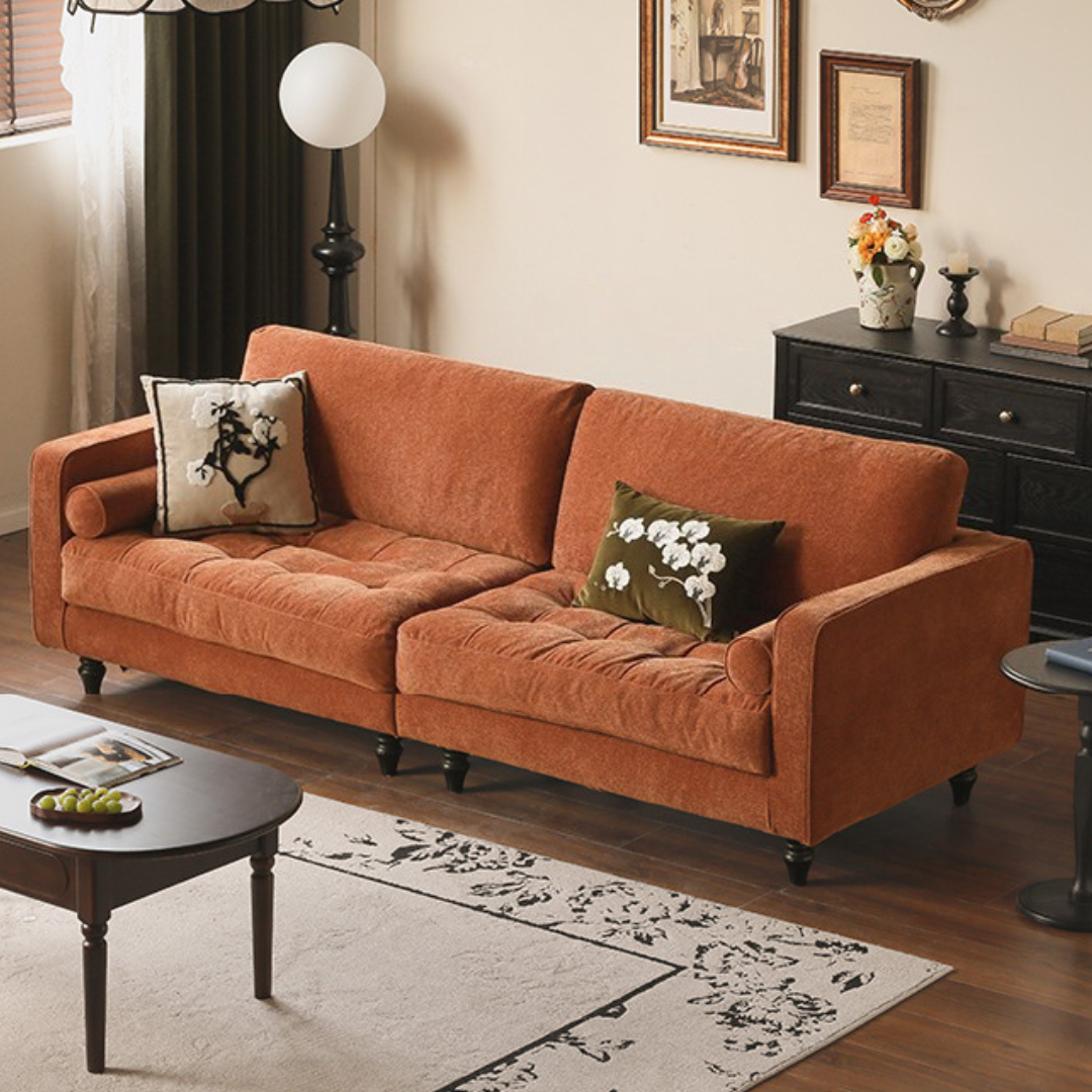 Fabric American Retro Straight Sofa-