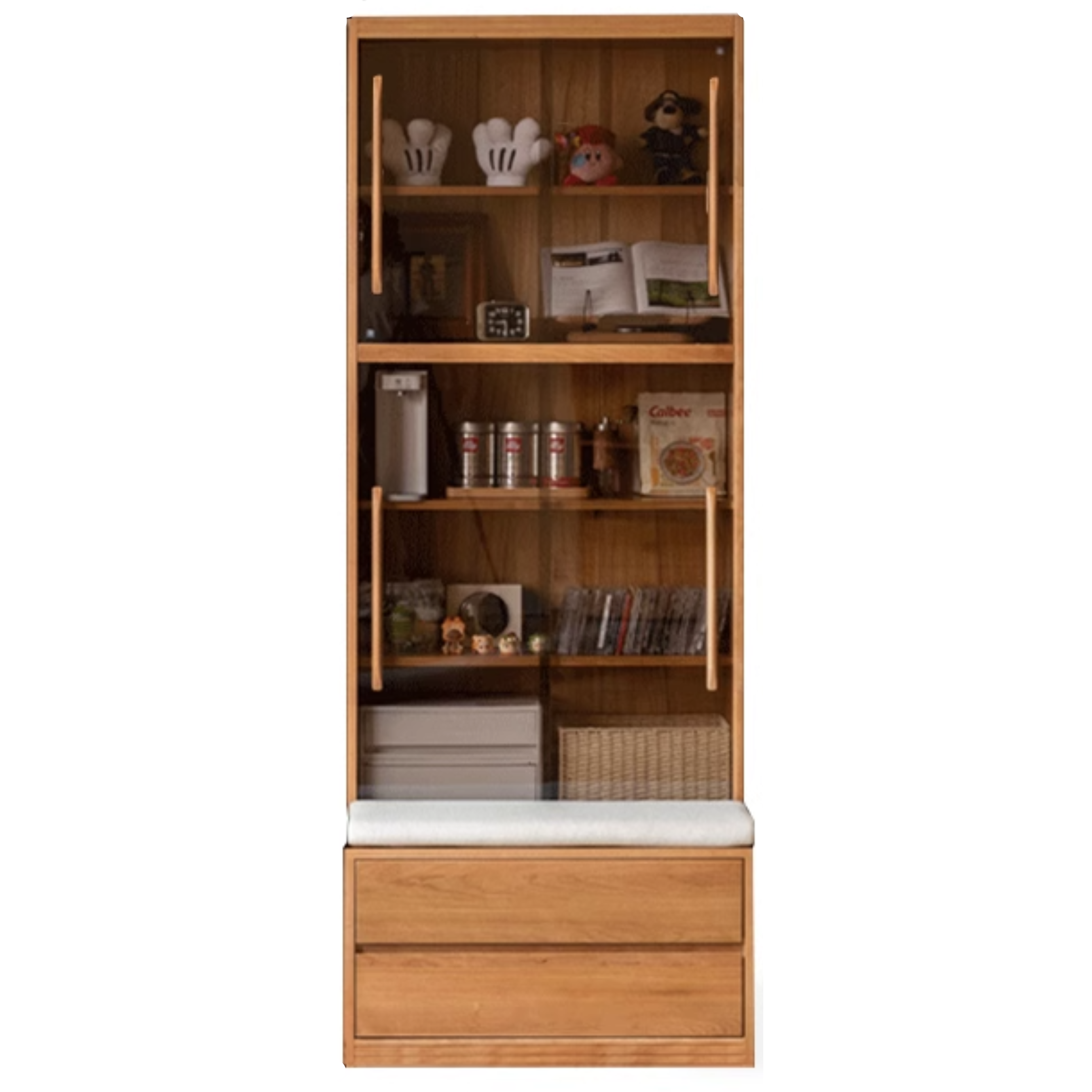 Cherry Solid Wood Bookcase Combination Glass Cabinet