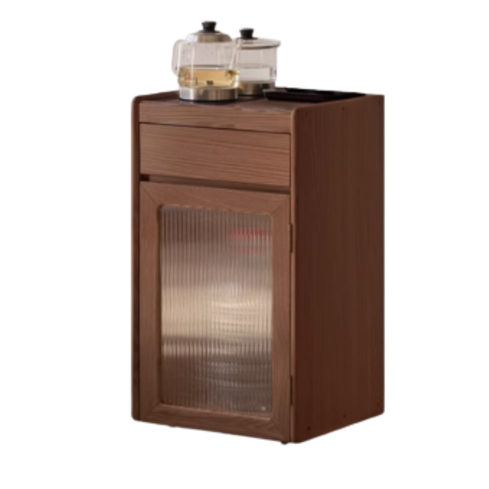 Black Walnut, Oak Solid Wood Movable Tea Cabinet