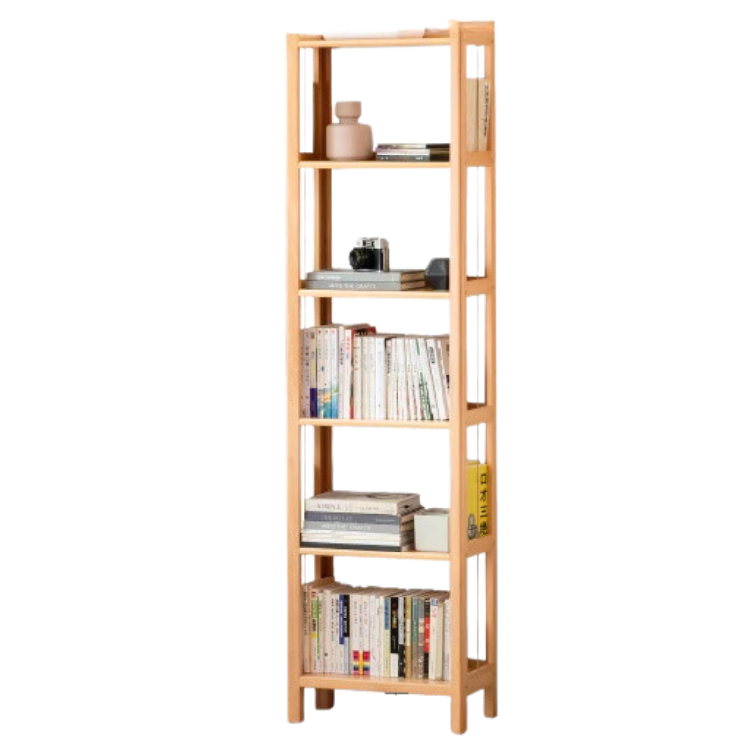 Beech Solid Wood Bookshelf, Storage Rack