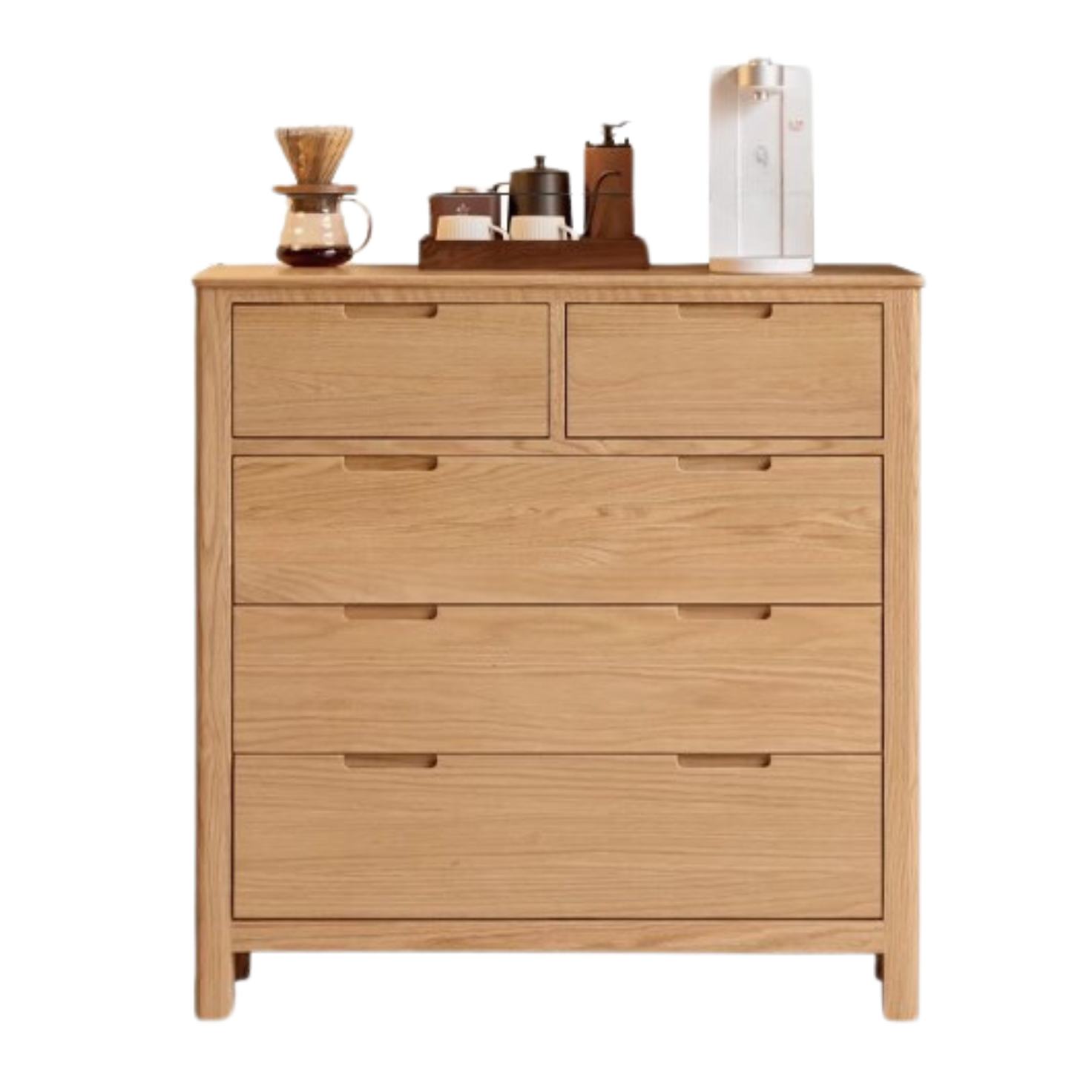 Oak Solid Wood, Solid Rubberwood Seven Drawers Drawer