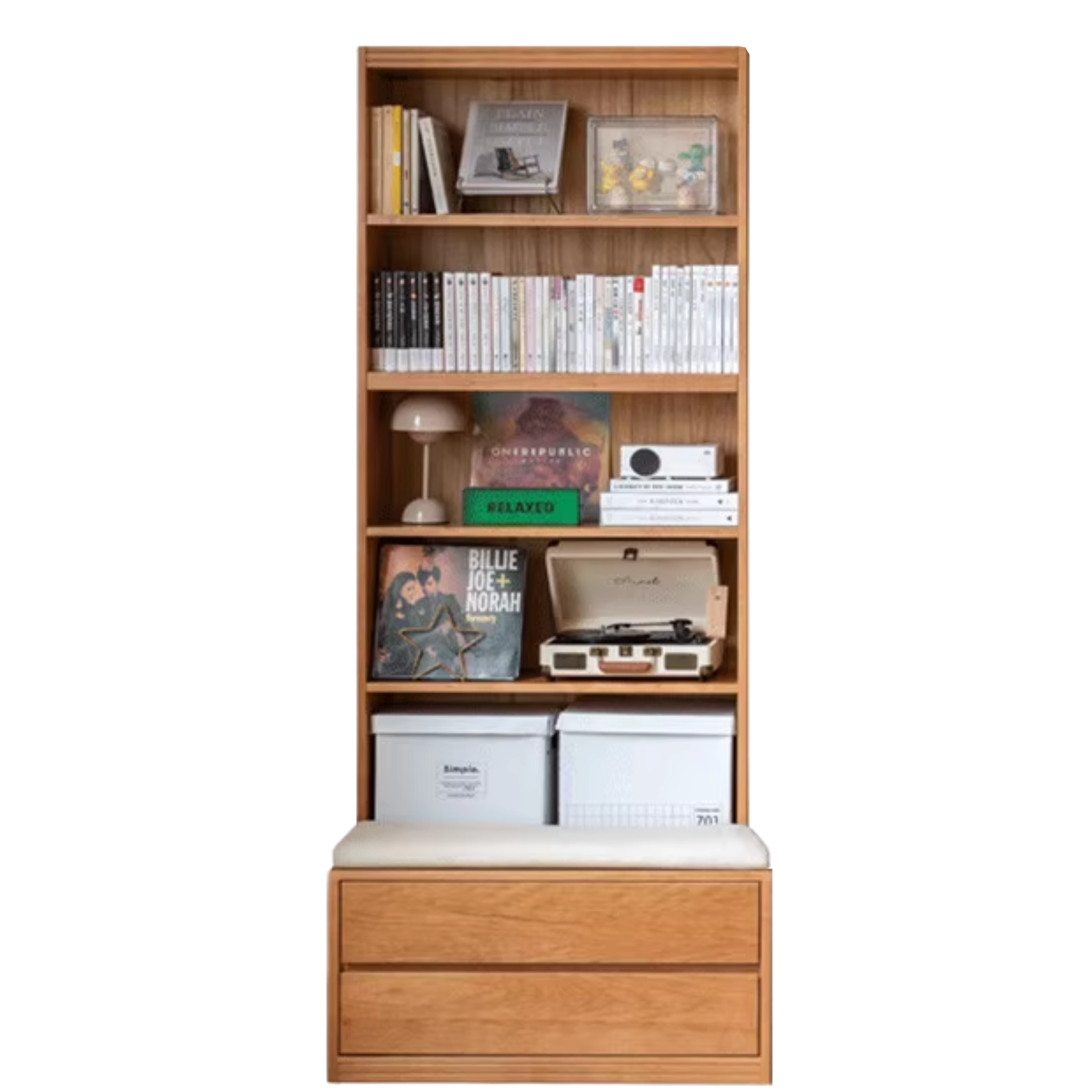 Cherry Solid Wood Bookcase Combination Glass Cabinet