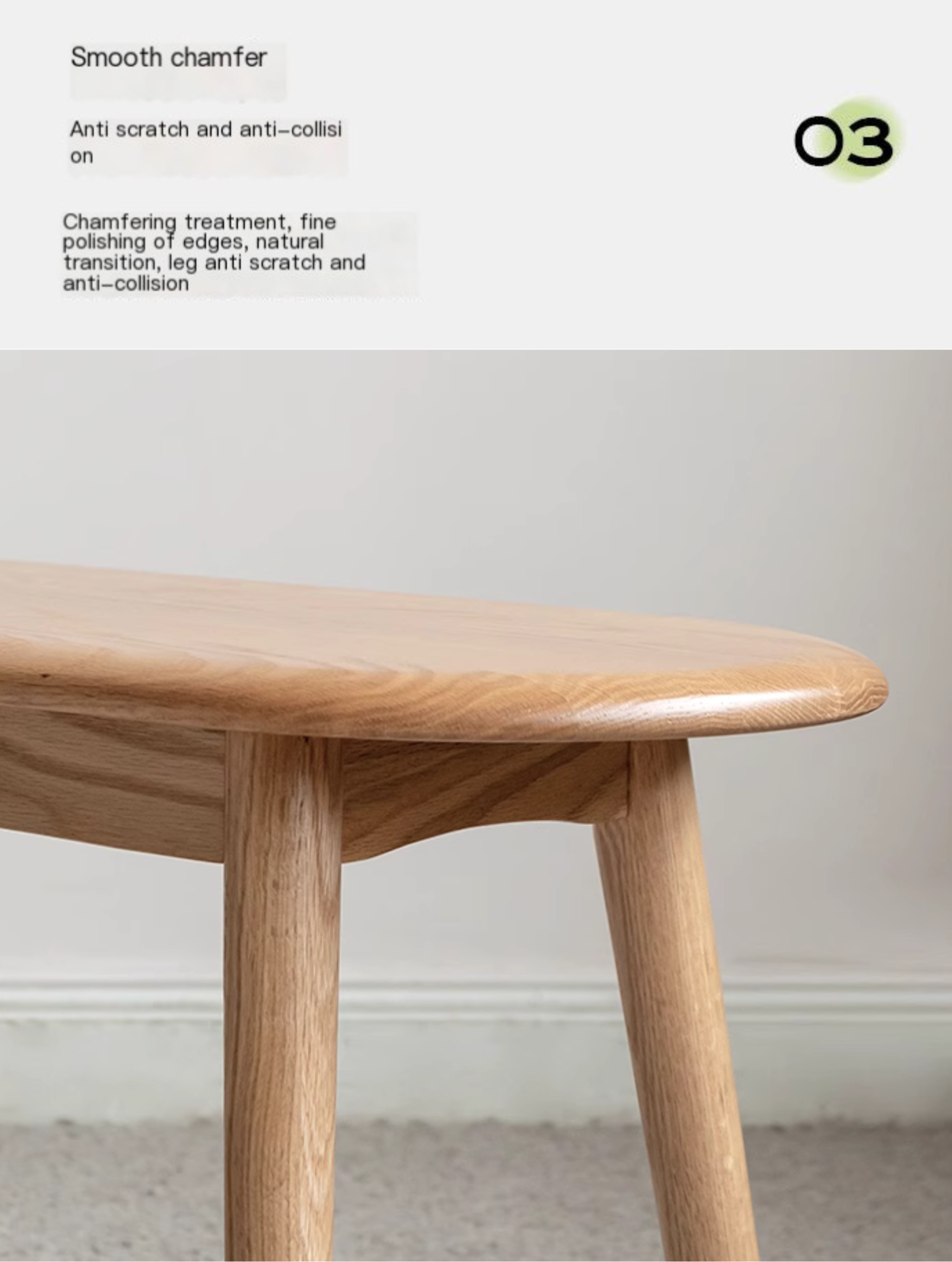Oak, Black Walnut, Ash, Cherry Solid Wood Simple Bench: