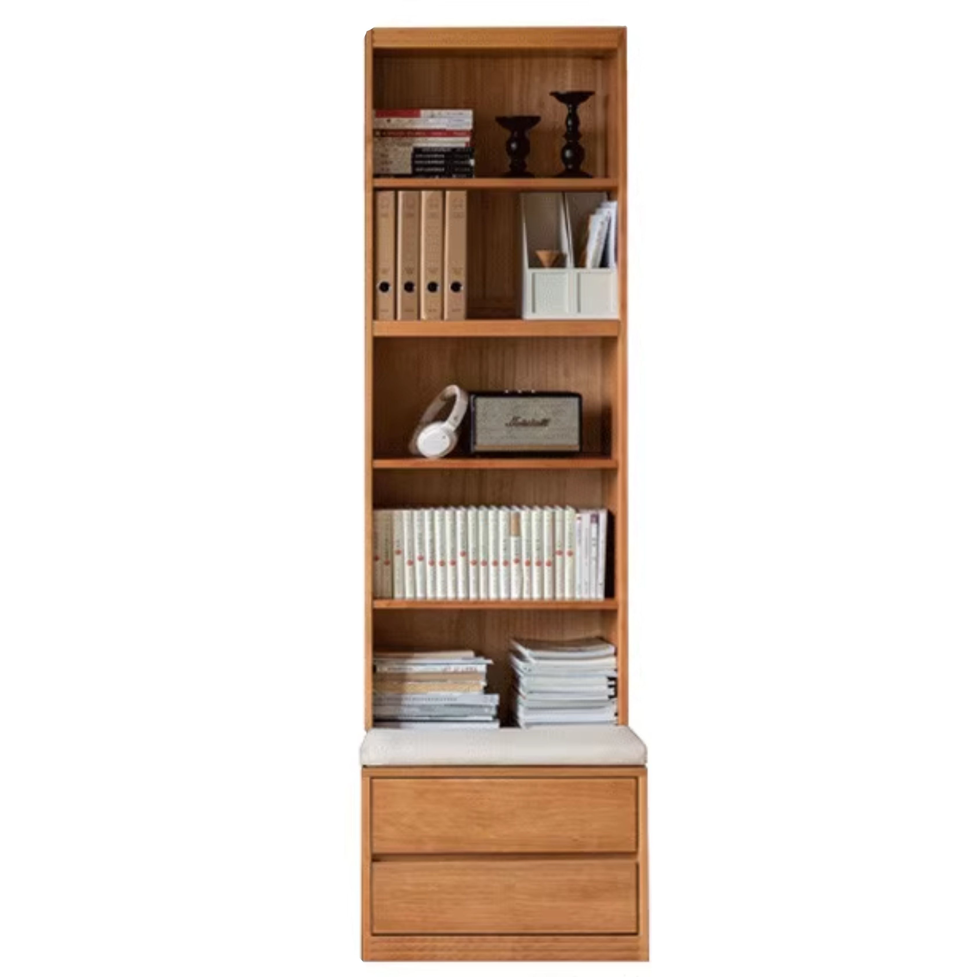 Cherry Solid Wood Bookcase Combination Glass Cabinet