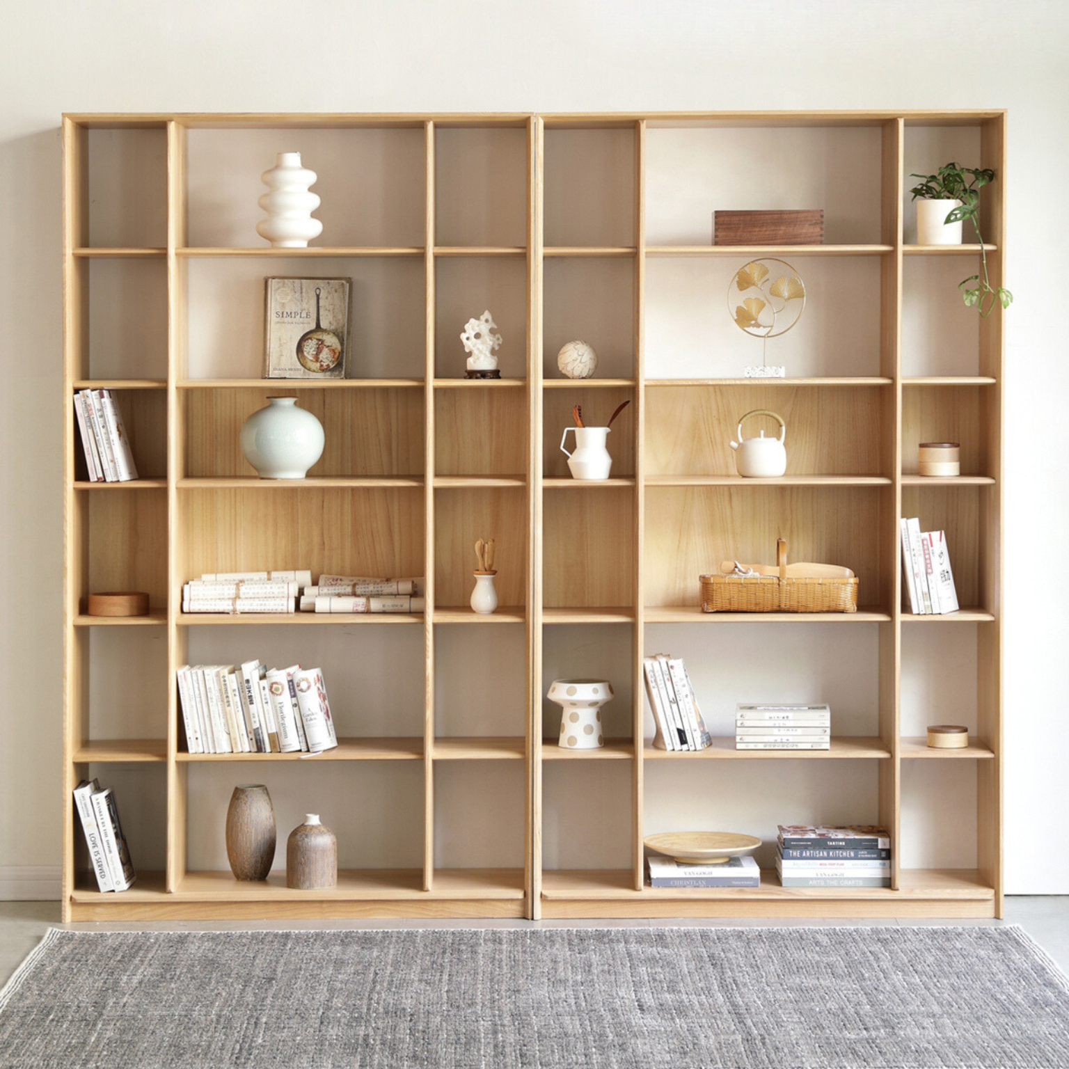 Ash Solid Wood Combination Bookcase Bookshelf<