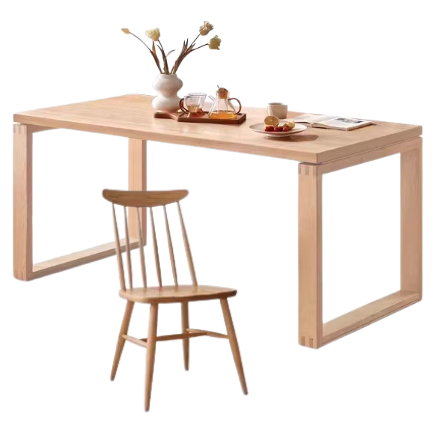 Beech, Oak Solid Wood Large Dining Table