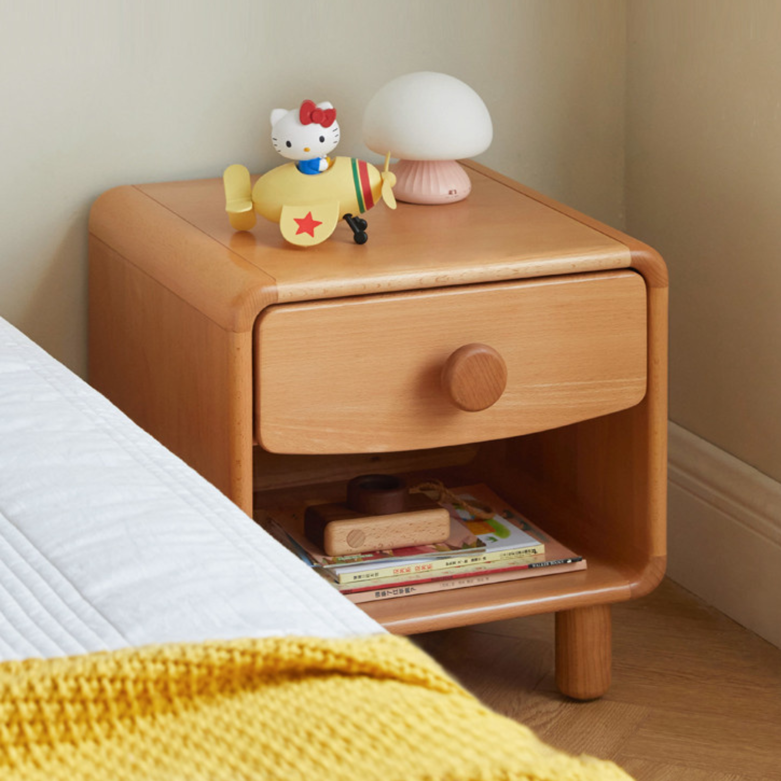 Beech Solid Wood Kids Nightstand