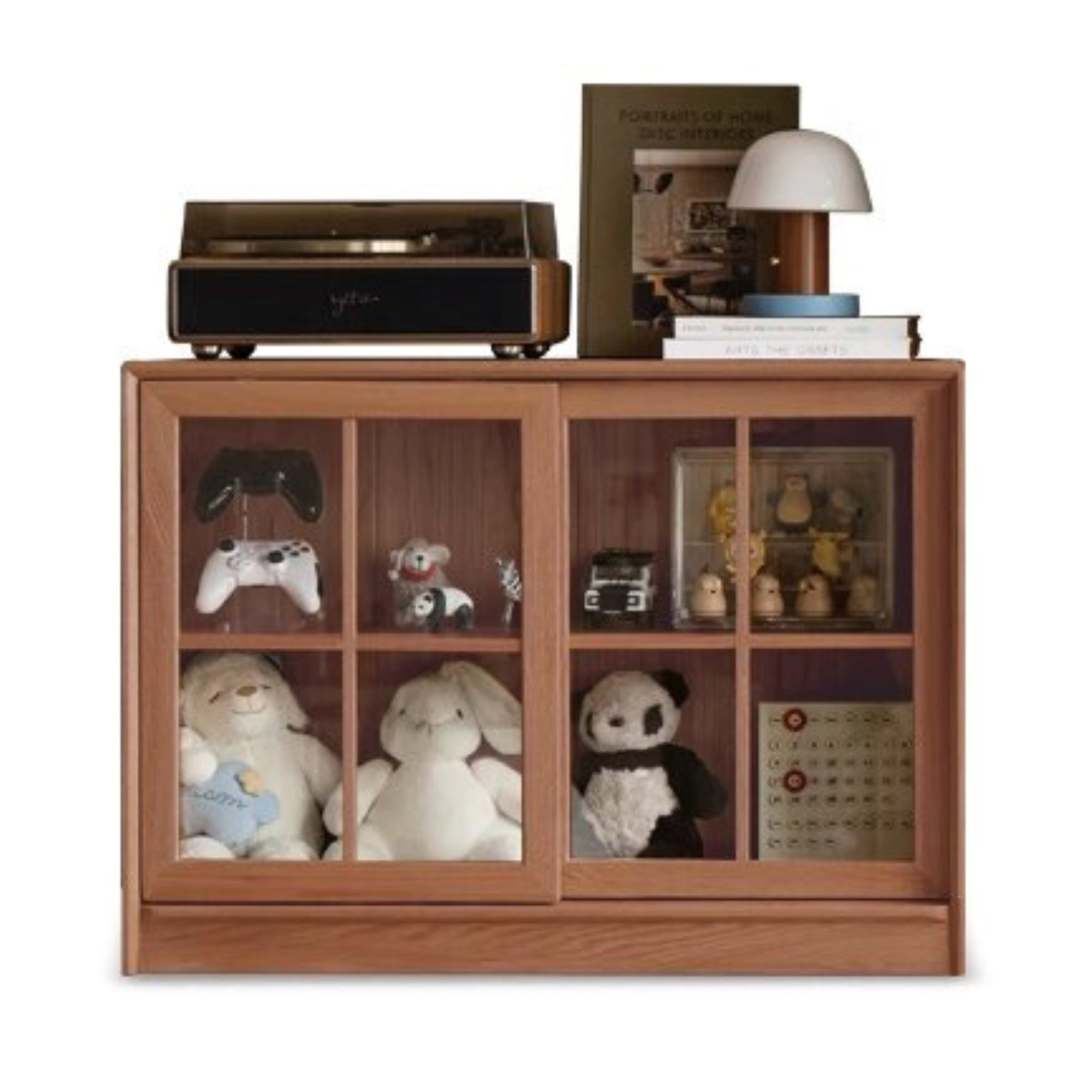 Oak Solid Wood Bookcase Floor to Floor Free Combination Sliding Door