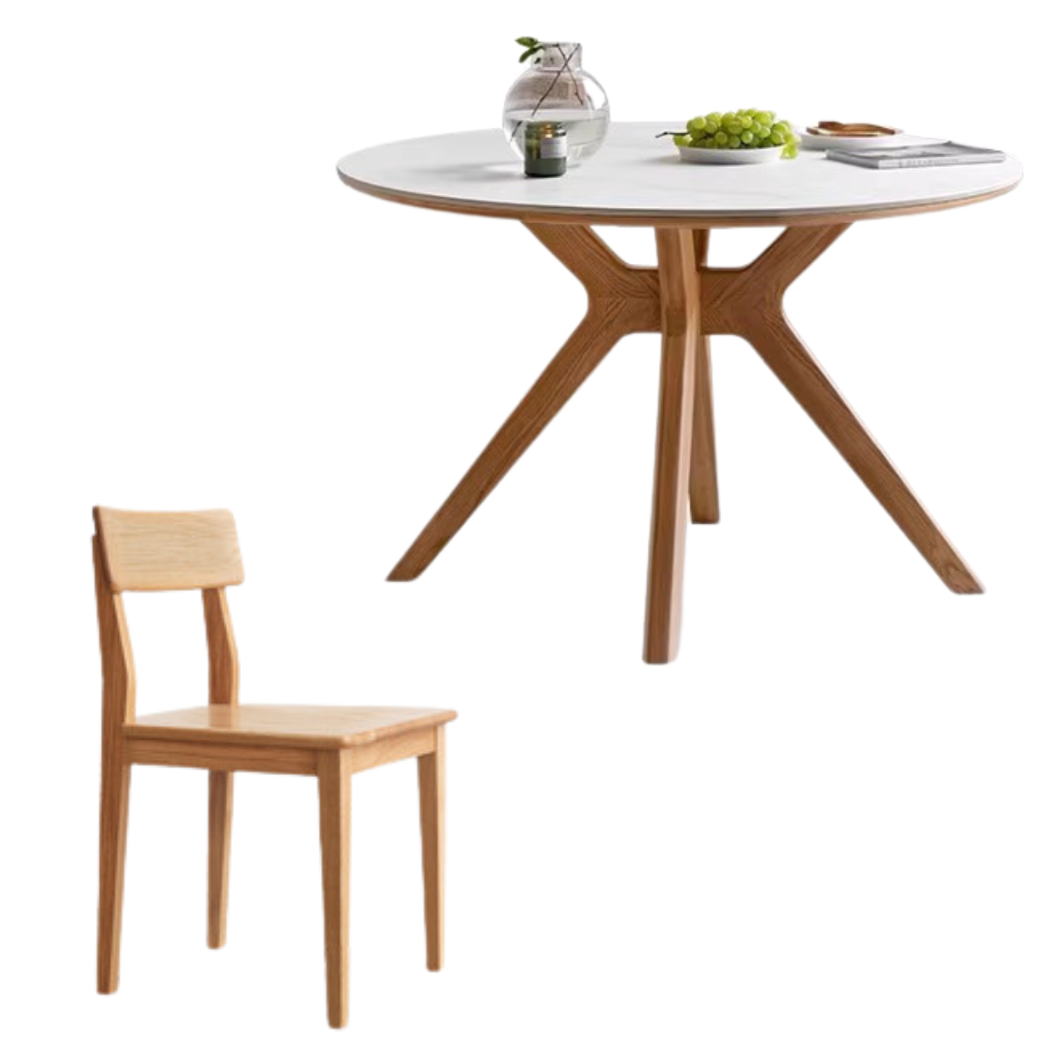 Oak Solid Wood Modern Minimalist Style Round Dining Table