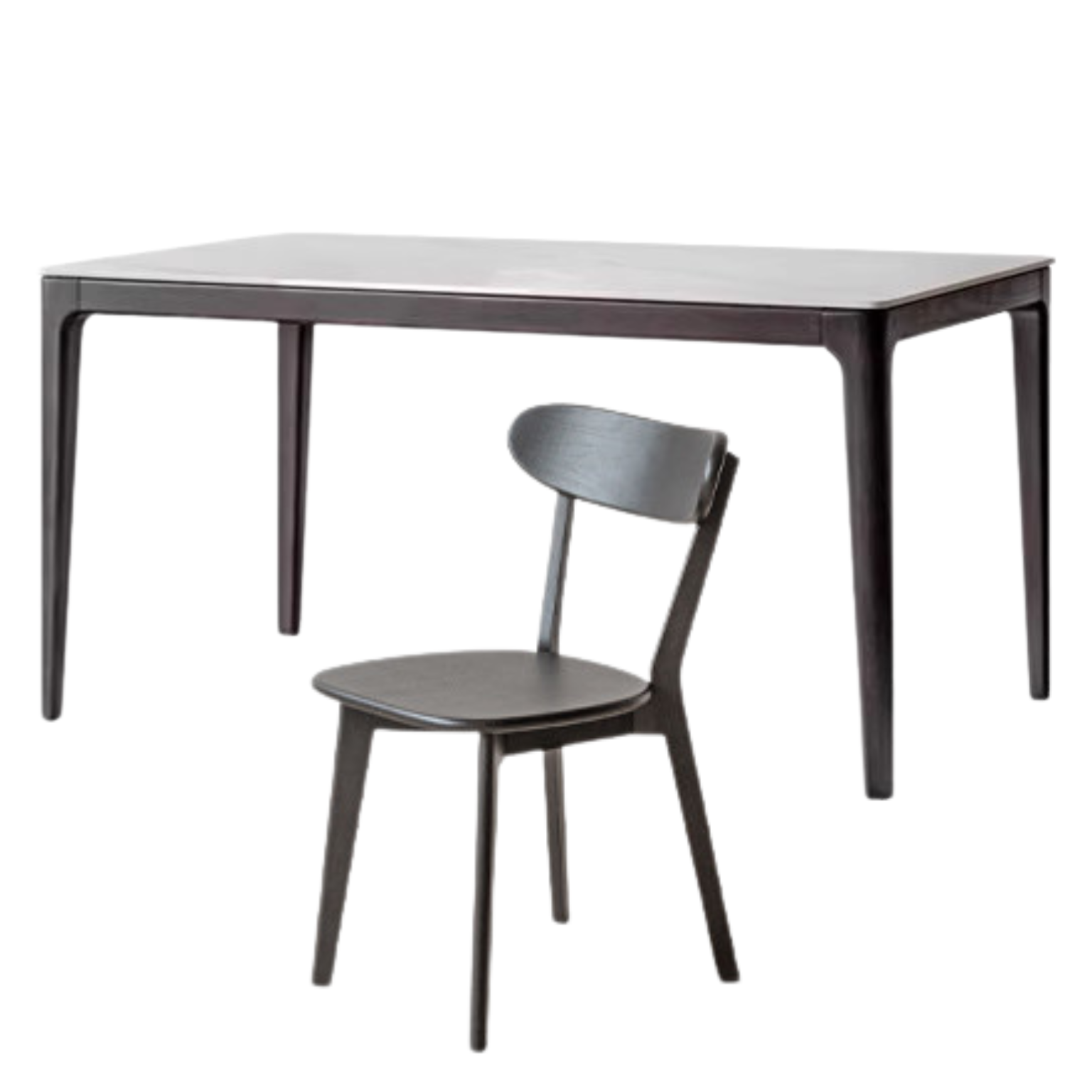 Oak Solid Wood, Solid RubberWood Dining Table Rock Slab Surface