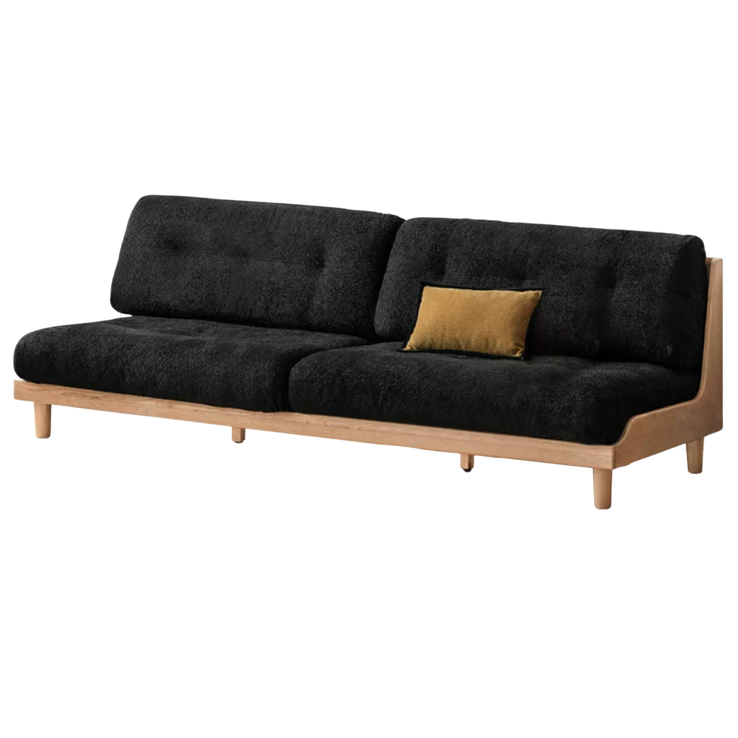 Oak, Ash Solid Wood Fabric Sofa with Deep Seat, Soft Cushion Design