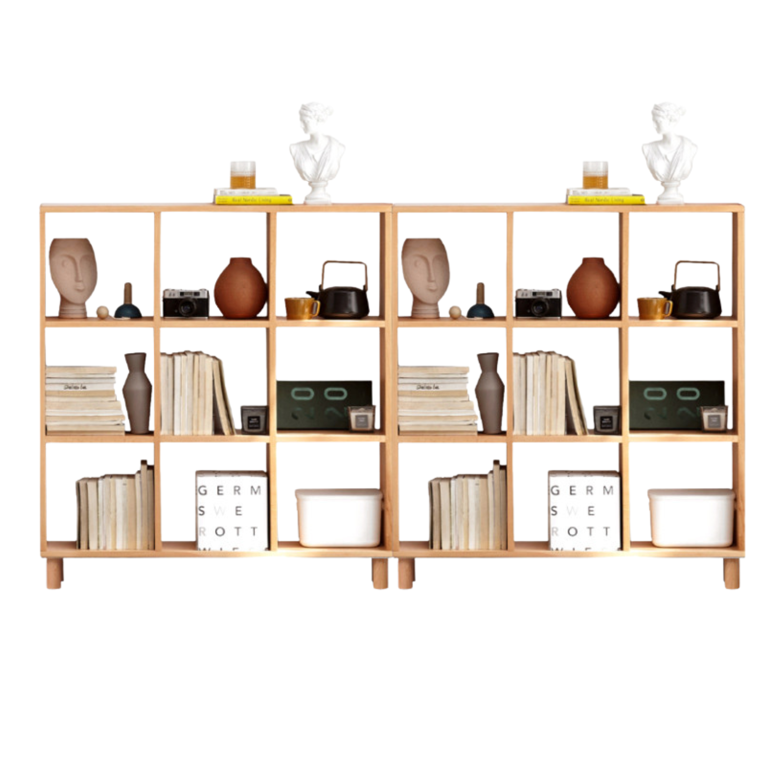 Beech, Oak Solid Wood Bookshelf Bookcase Free Combination