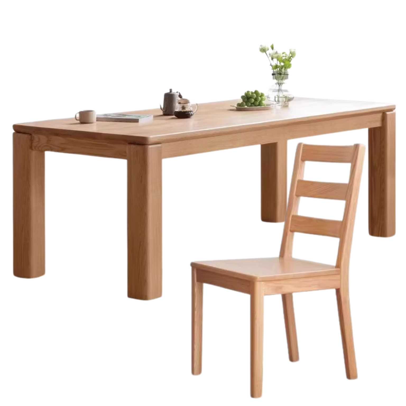 Oak Solid Wood Thick Legs Dining Table