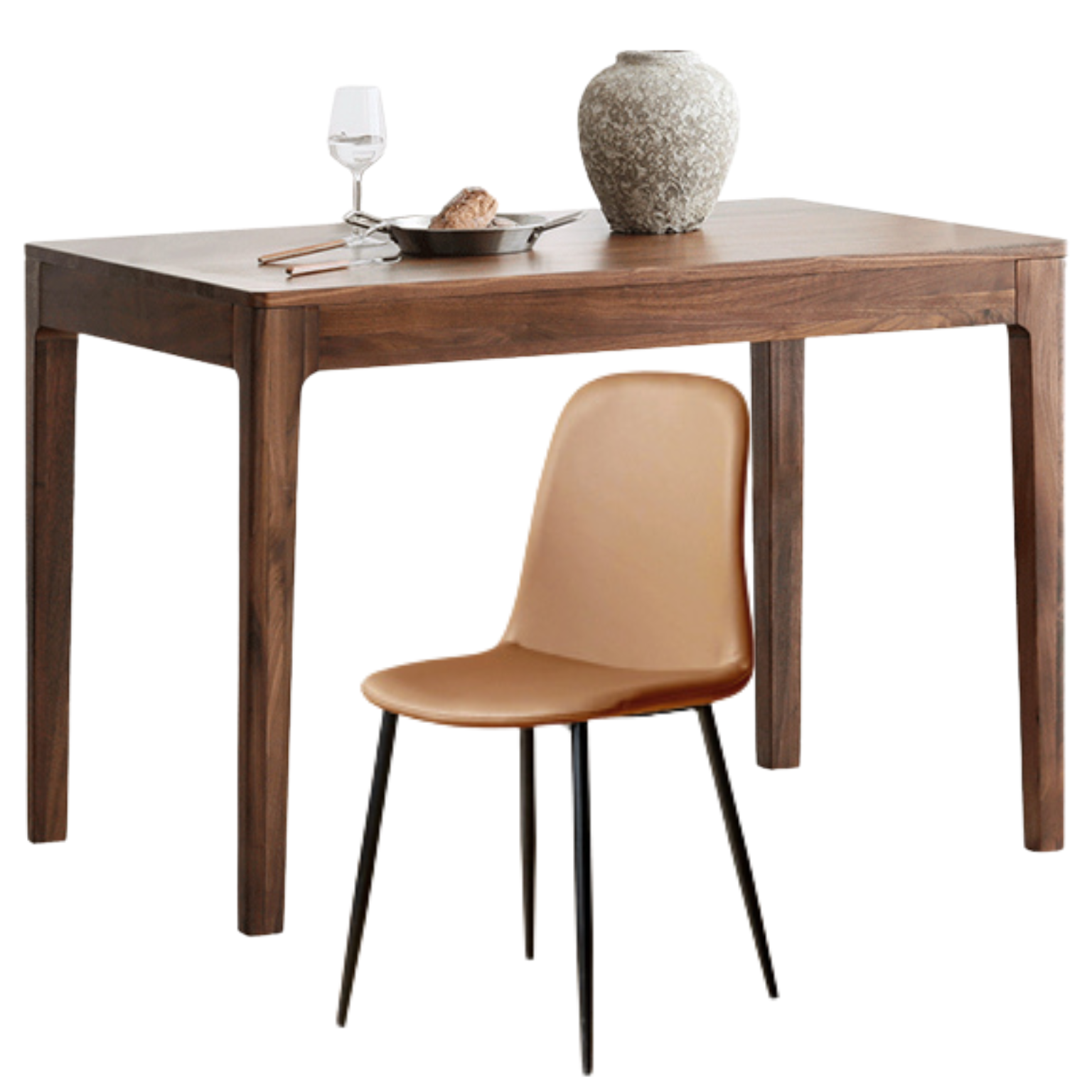 Black Walnut, Sandalwood Solid Wood Rectangular Dining Table