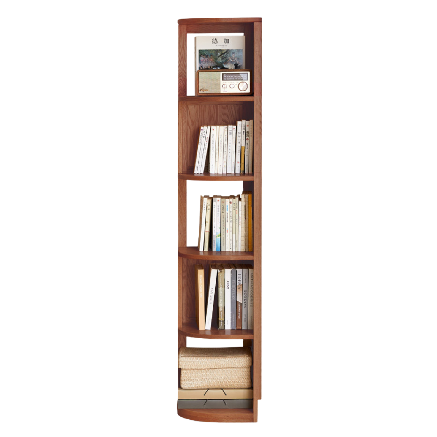 Ash, Oak, Solid RubbberWood Corner Bookshelf