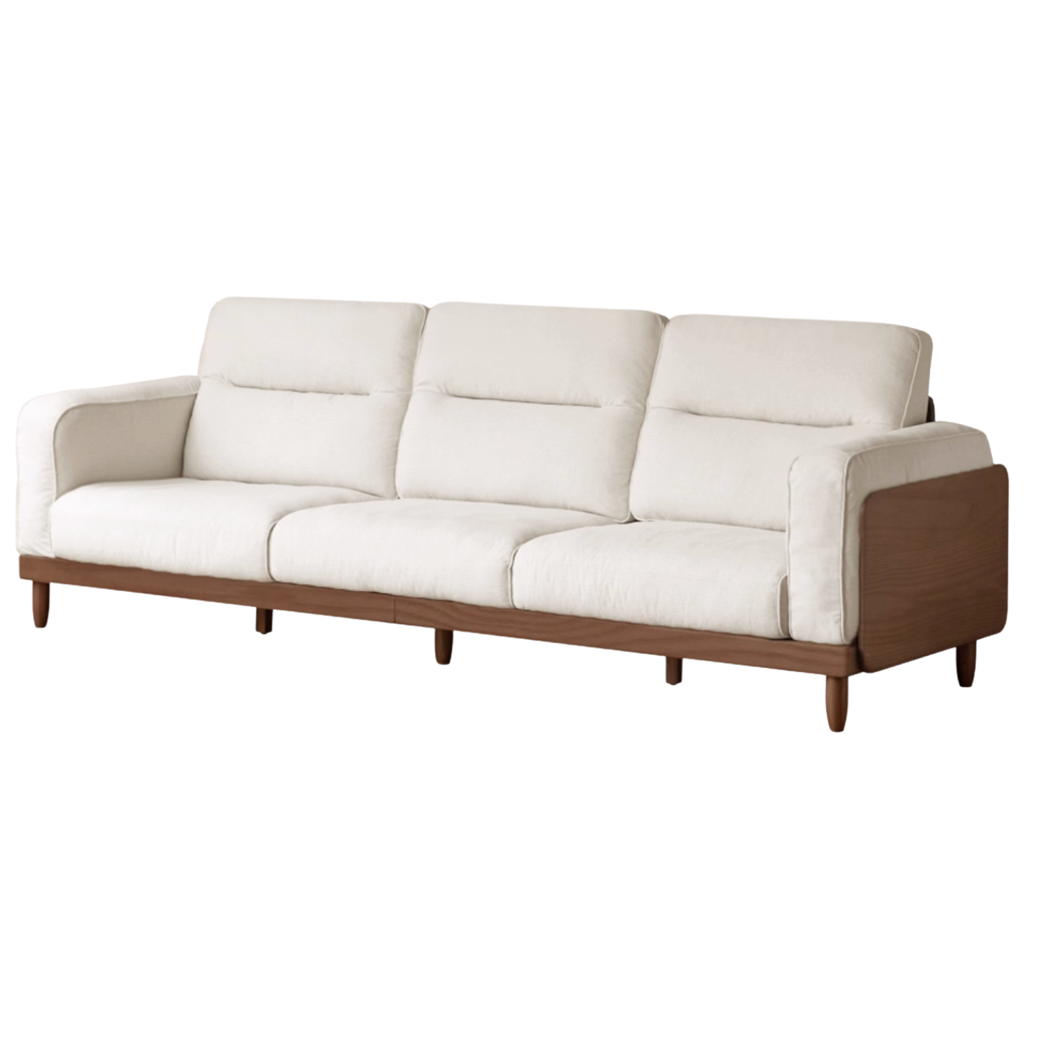 Sandalwood, Ash Solid Wood Genuine Leather, fabric High-Back Sofa