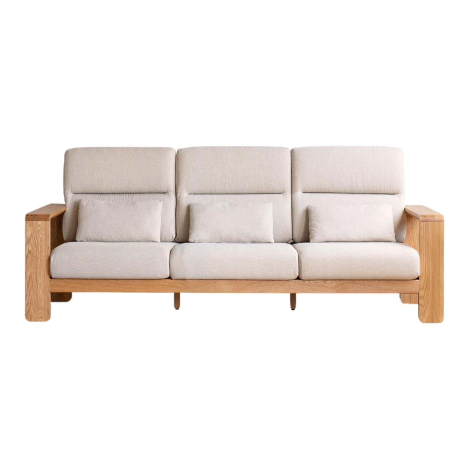 Oak Solid Wood Modern Log Style Corner Fabric Sofa.