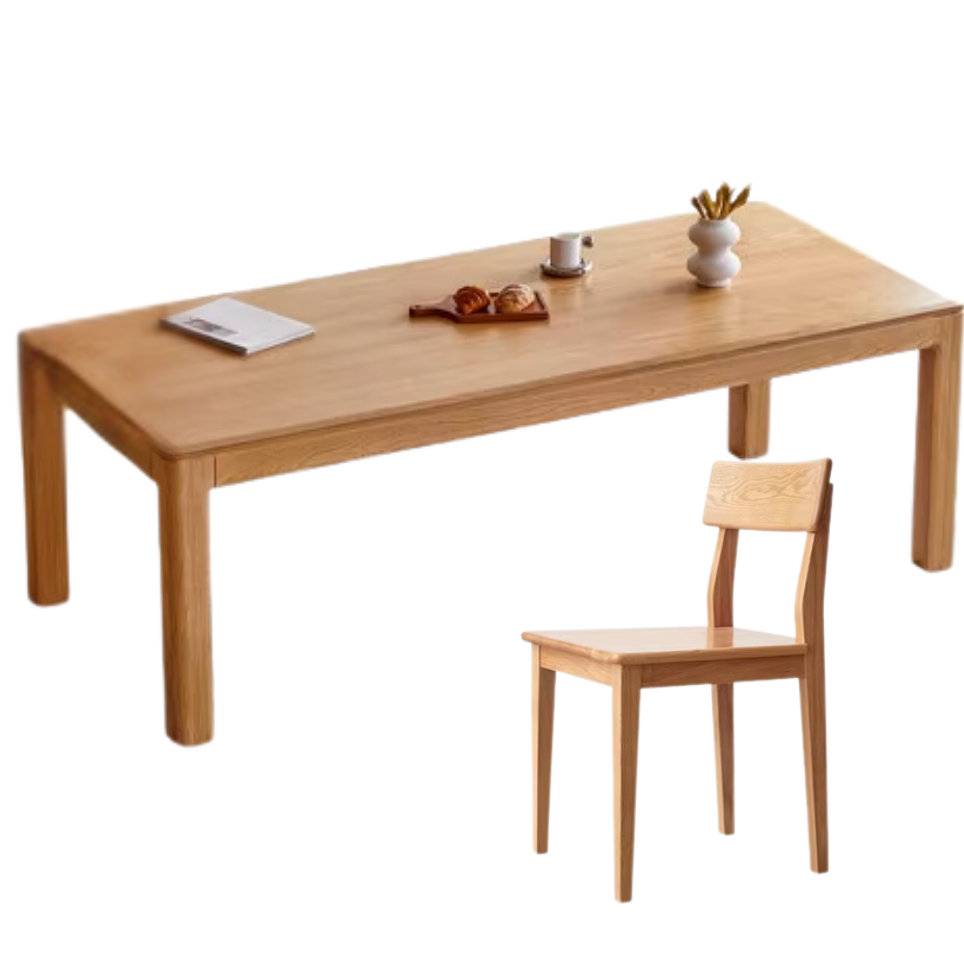 Oak, Red Oak Solid Wood Rectangular Dining Table