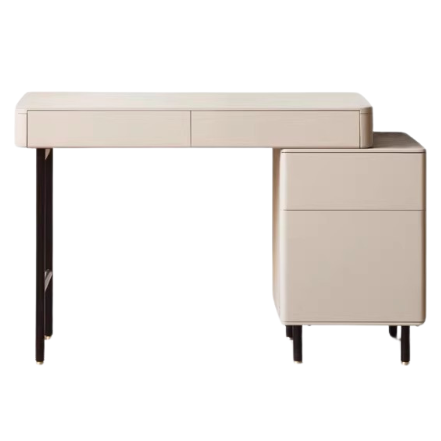 Poplar Solid Wood Telescopic Desk with Bookcase Light Luxury