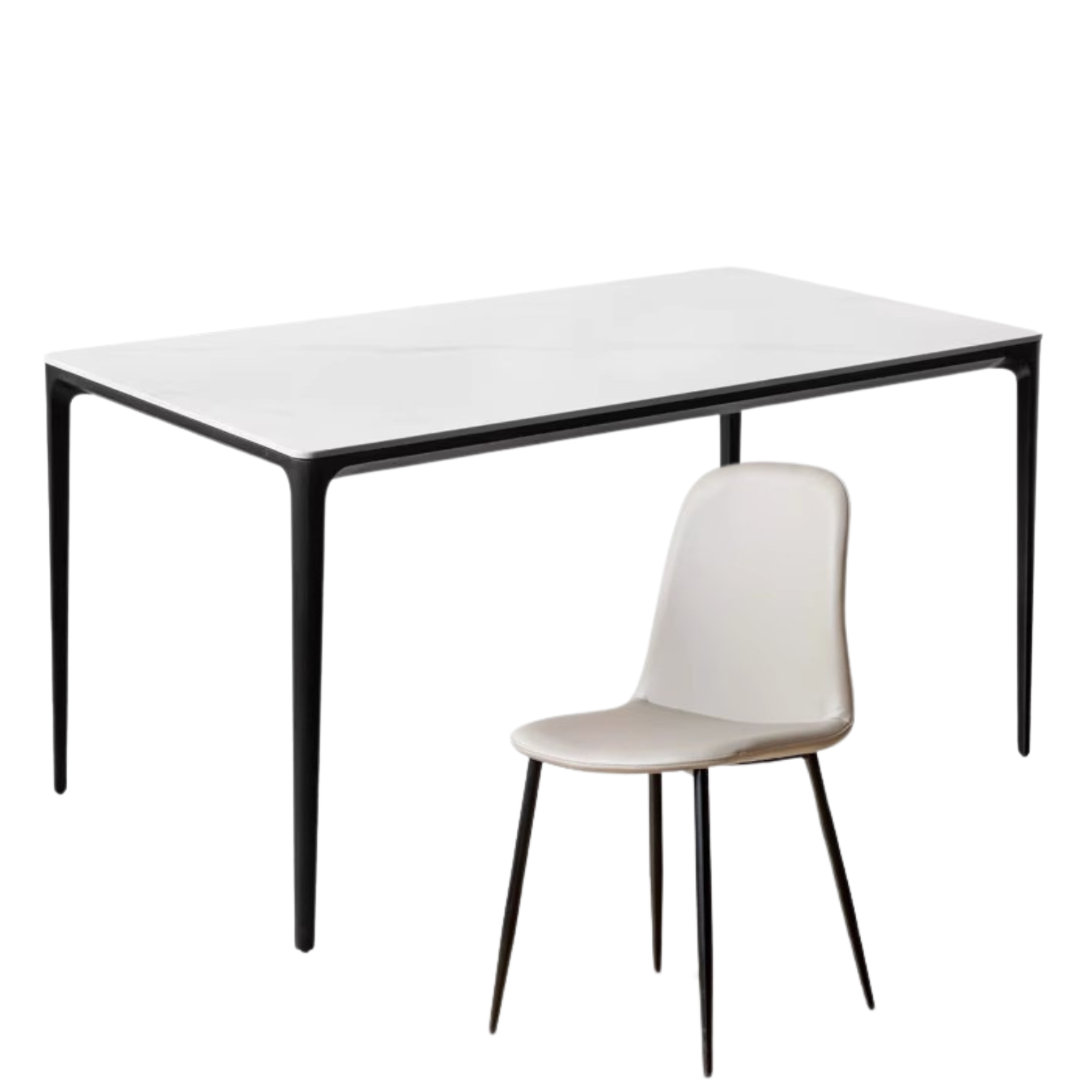 Rock Slab+Metal Italian Light Luxury Black Dining Table
