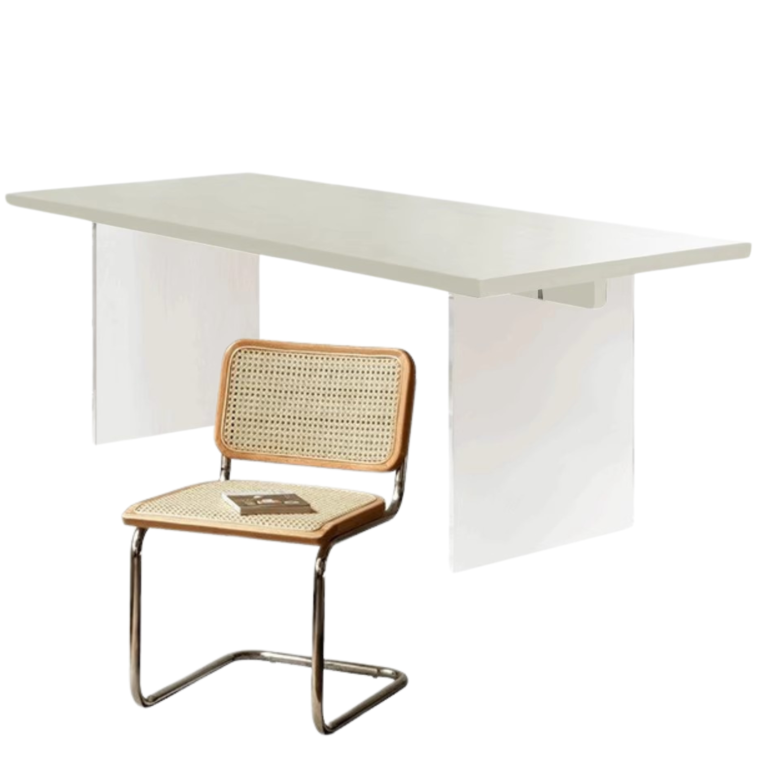 Solid Rubberwood Suspended Dining Table With Slate Top