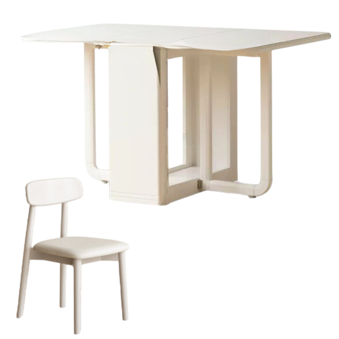 Poplar Solid Wood Cream Wind Rock Slab Folding Dining Table