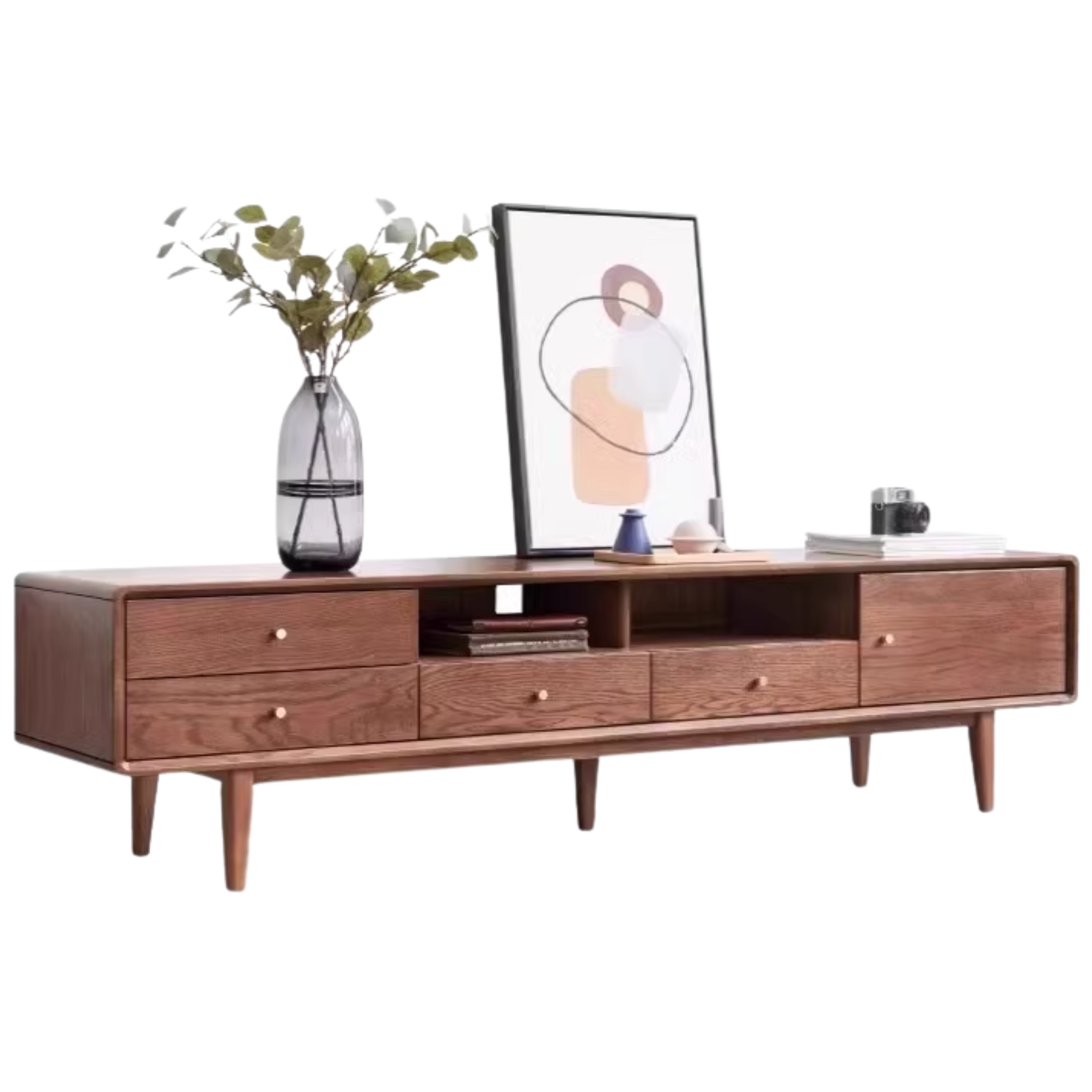 Oak Solid Wood Nordic Floor TV Cabinet.