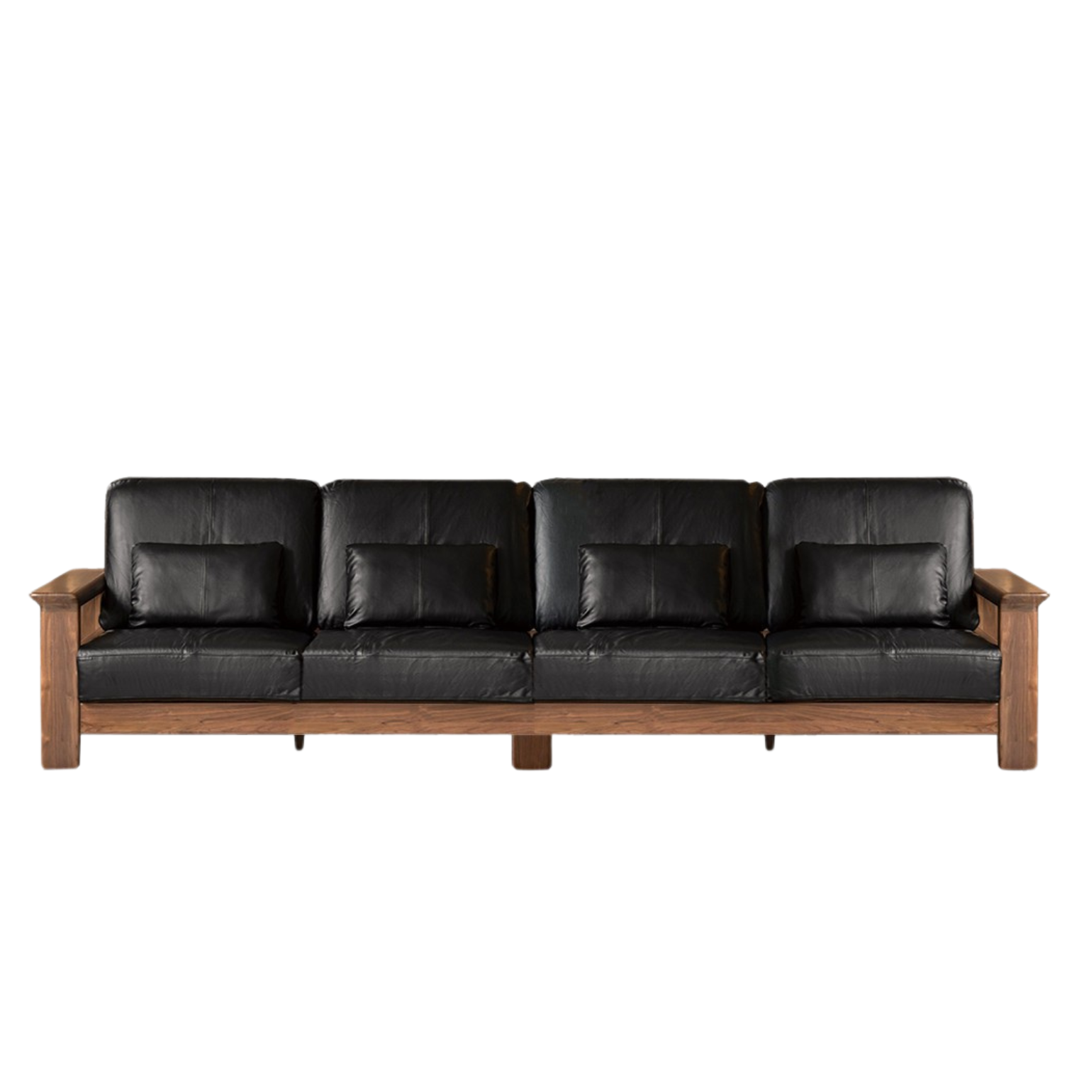 Black Walnut Solid Wood Modern Straight Sofa.