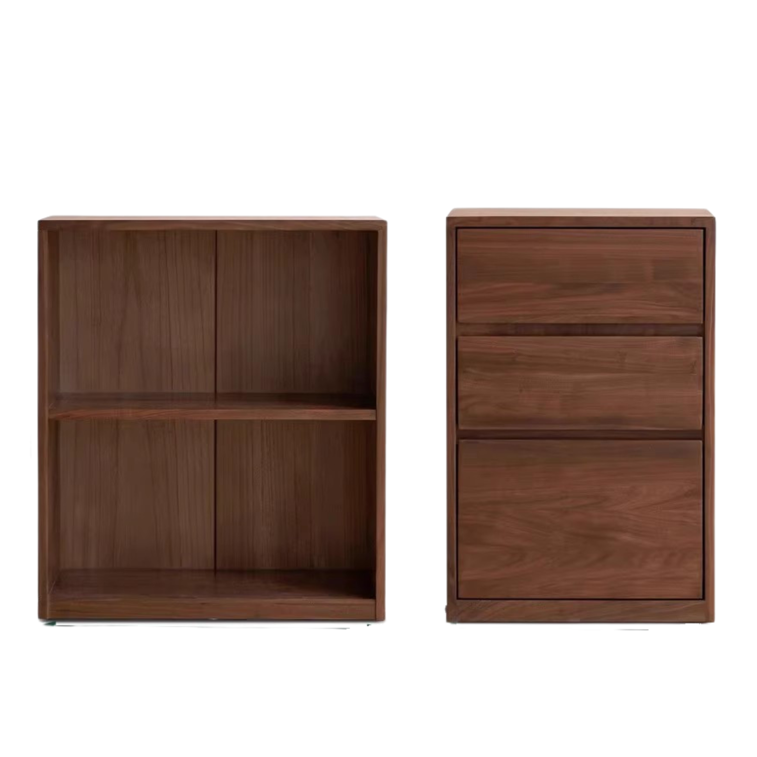 Black Walnut, Rubberwood Solid Wood Low Bookshelf Combination Floor-Standing Cabinet