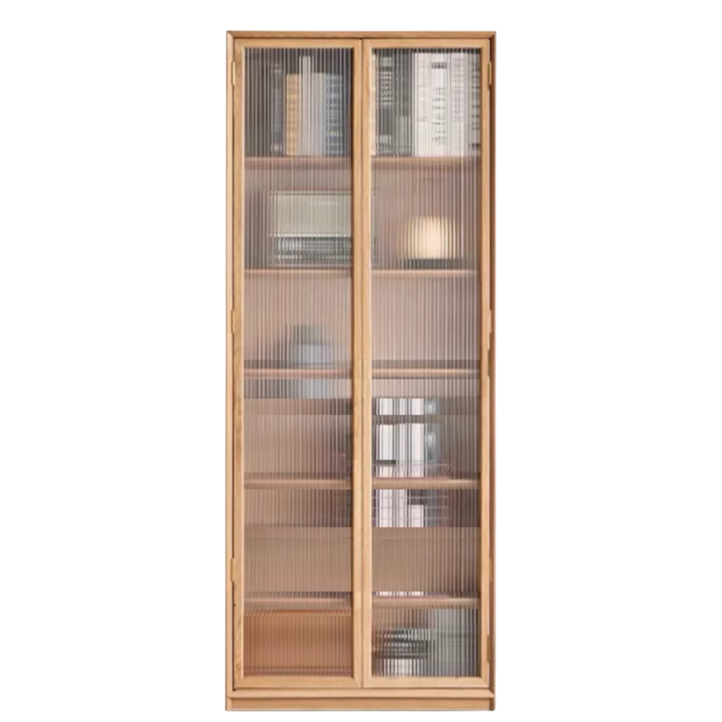 Oak Solid Wood Dust-Proof Glass Door Wall Floor-to-ceiling Bookshelf
