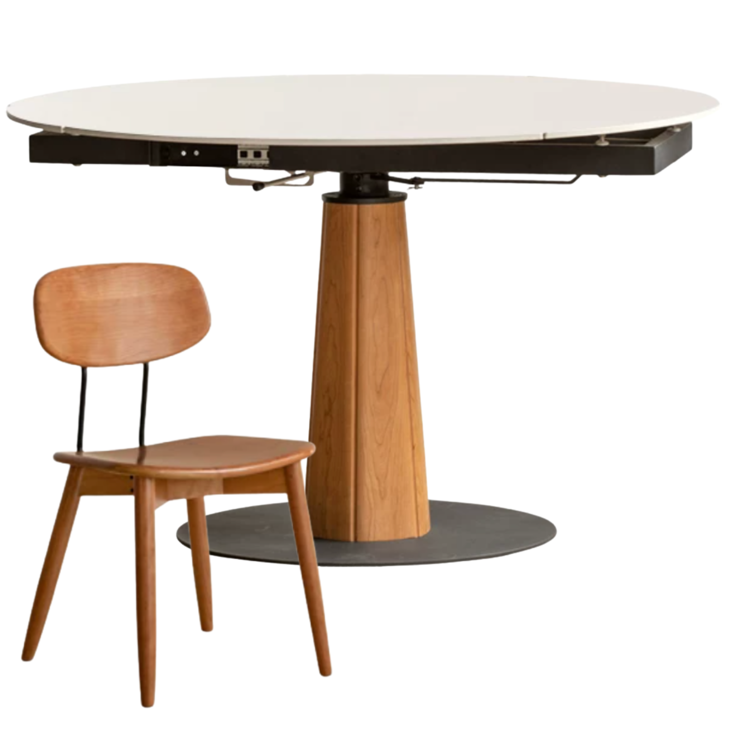 Cherry, Black Walnut, Ash Solid Wood Folding Retro Rock Plate Dining Table