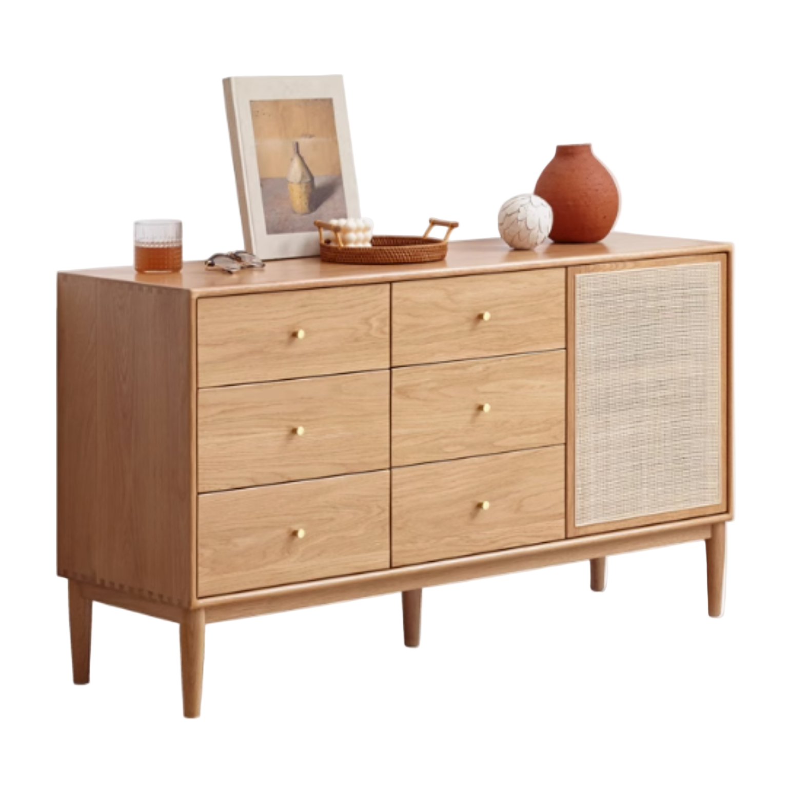 Oak Solid Wood Storage Cabinet with Doors