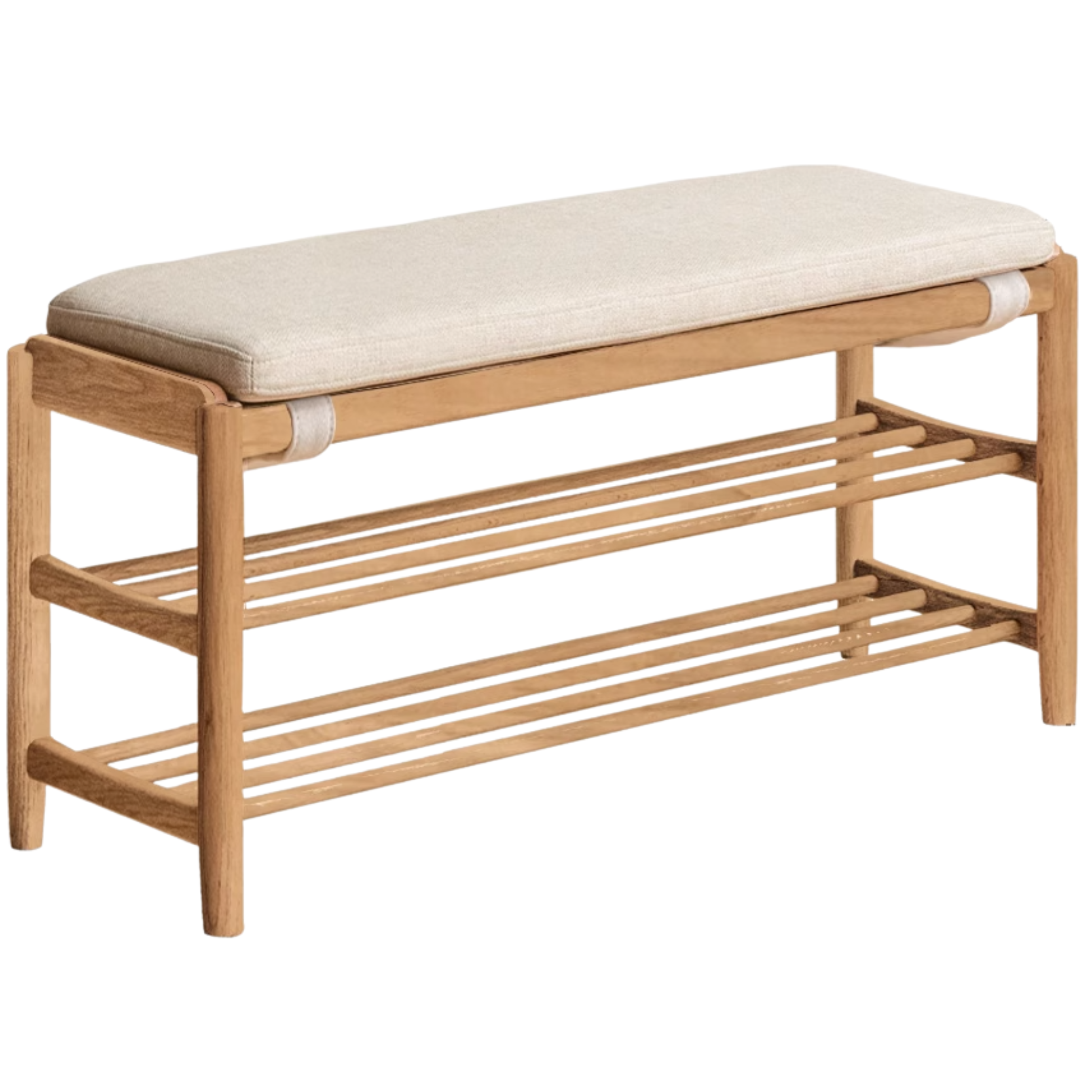Oak solid wood, Solid Rubberwood Modern Shoe Changing Stool