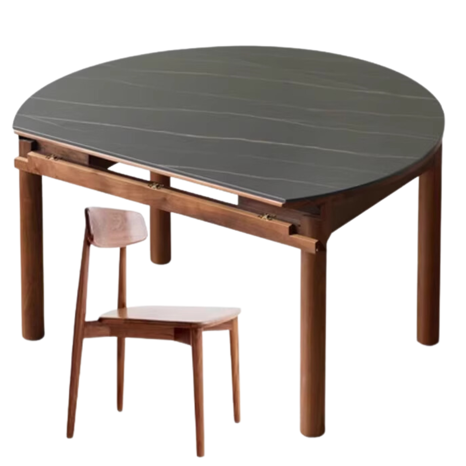Black Walnut, Ash, Oak Solid Wood Folding Round Dining Table
