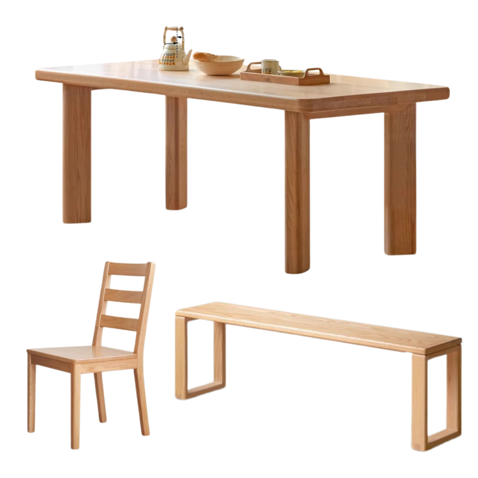 Oak Solid Wood Large Log Style Dining Table