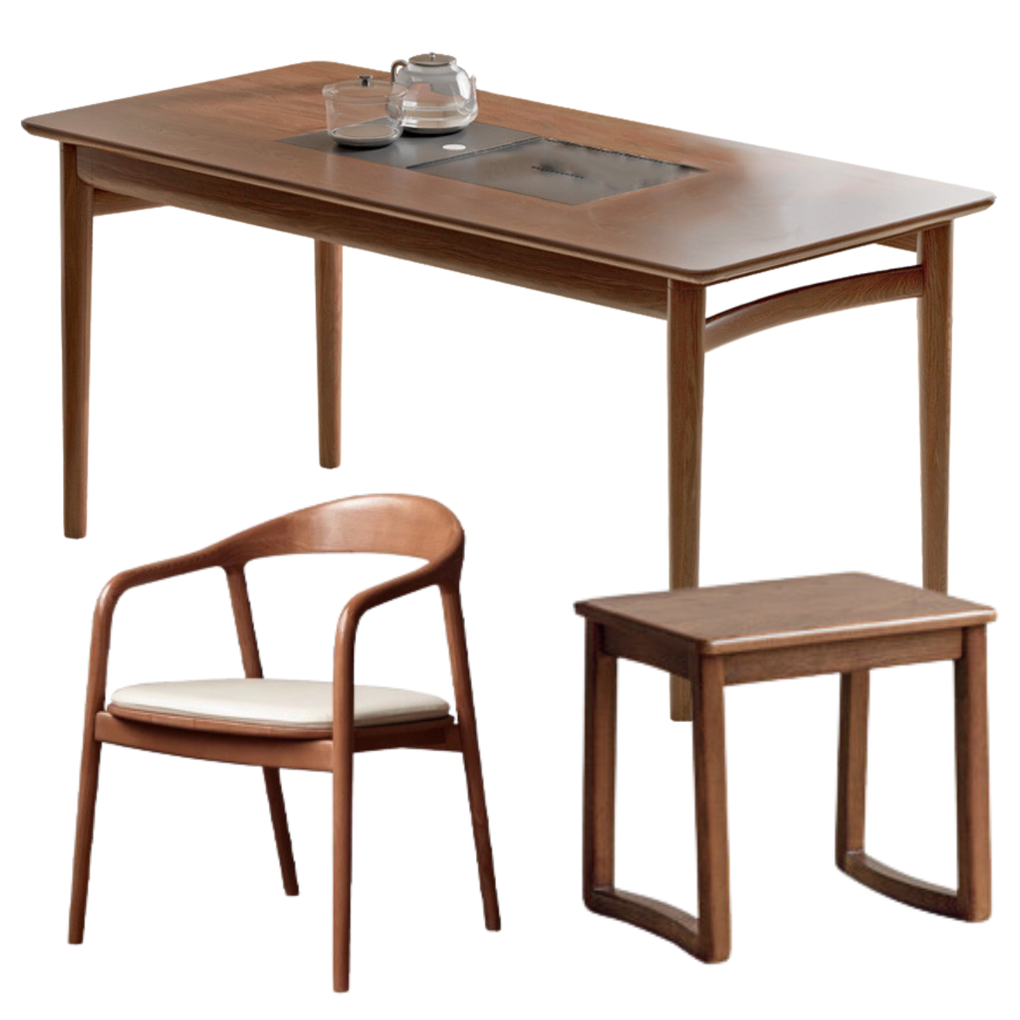Ash Solid Wood Tea Table Tea Tray Integrated